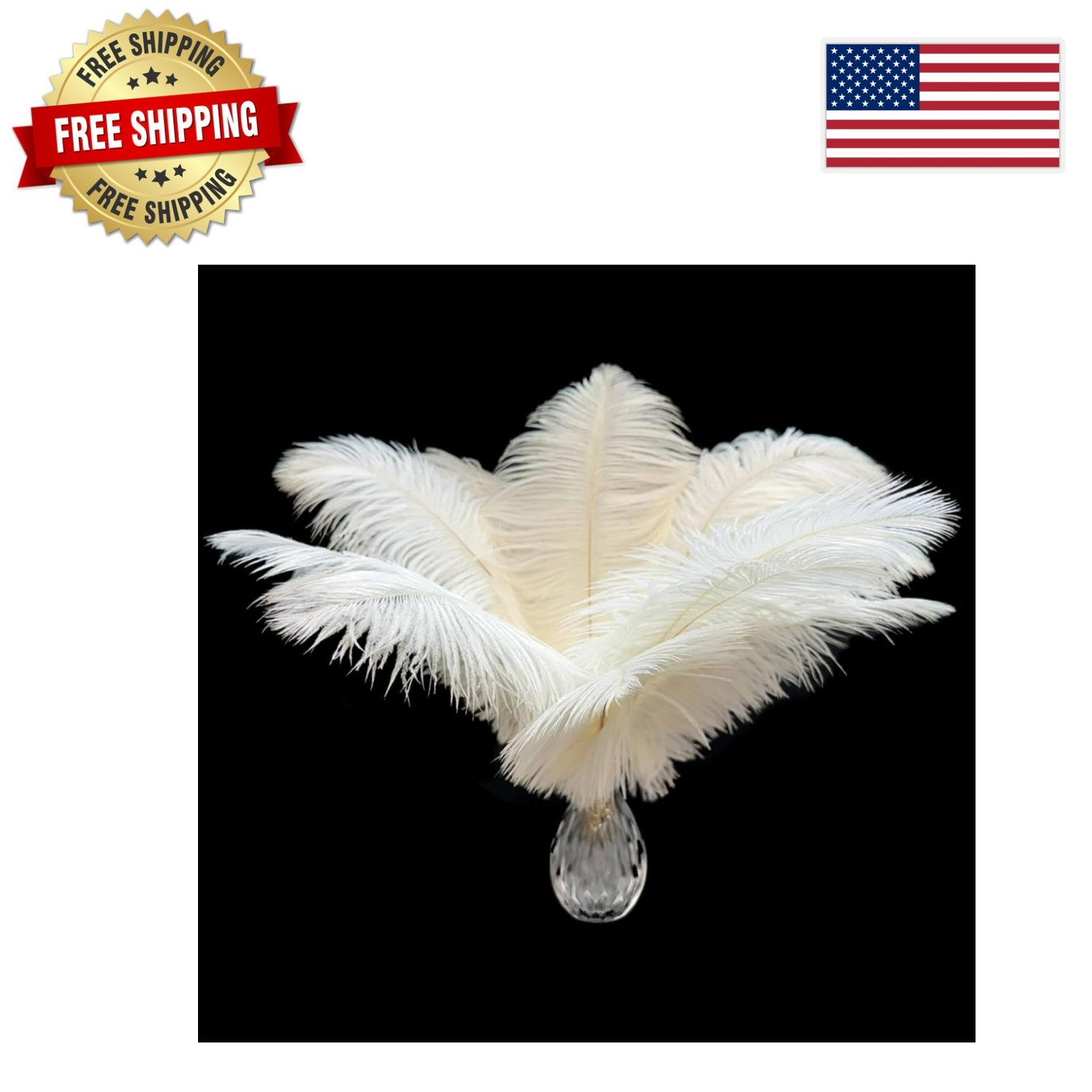 Natural Cruelty-Free 20 pcs White Ostrich Feathers 6-8” for Stylish Centerpieces