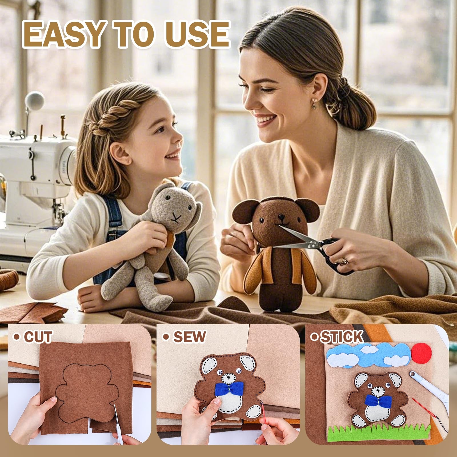12 Rolls 8″x35″ Soft Felt Fabric Sheets 1.4mm Thick 12 Assorted Brown Colors