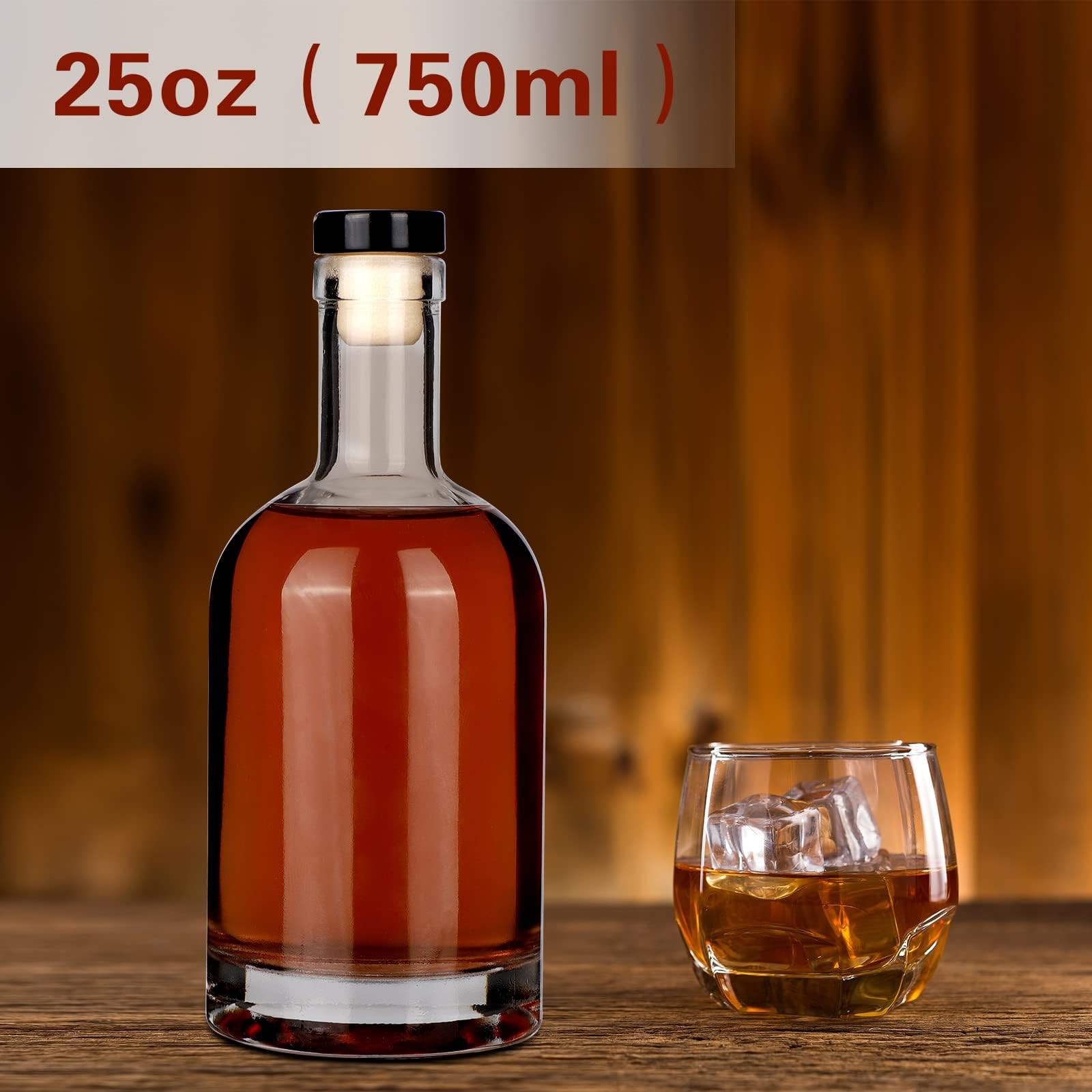 Wine Bottles 3PCS Glass Bottles 750ML Glass Bottles with Lids 25oz Glass Bott…