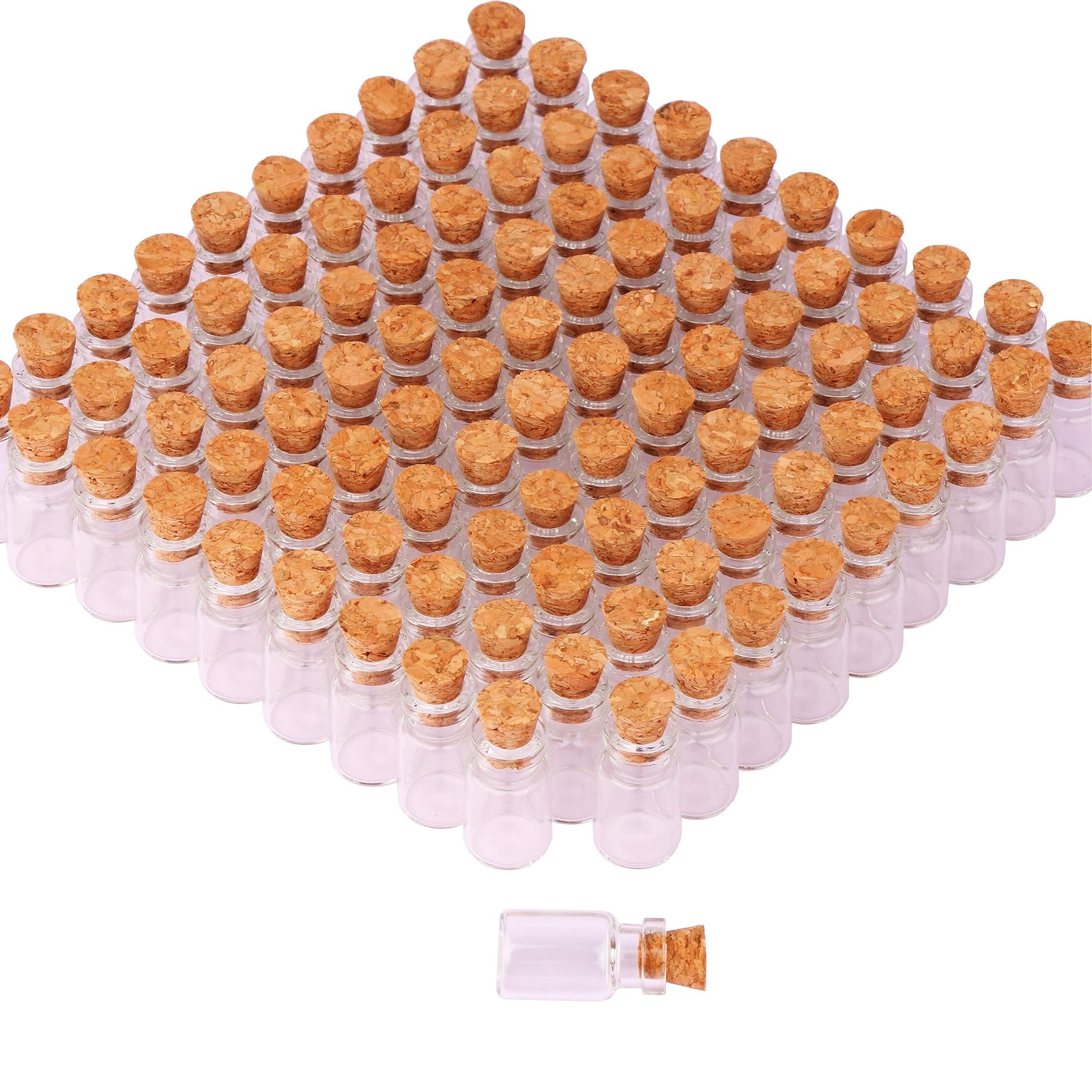 MaxMau 100pcs 1ml Small Mini Glass Bottles Jars with Cork Stoppers Tiny Vials…