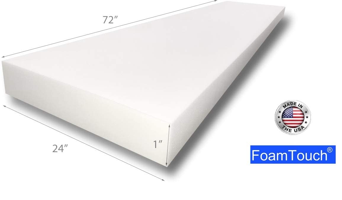 FoamTouch Upholstery Foam Cushion High Density 1″ Height x 24″ Width x 72″ Le…