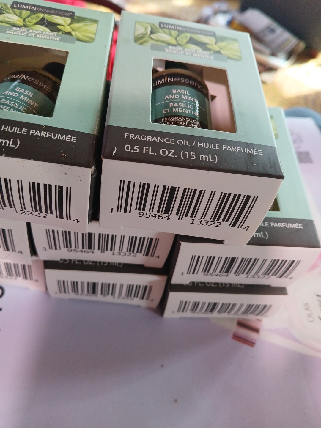 Lot of 4 Luminessence Basil and Mint Fragtance Oils 0.5fl.oz. Each New