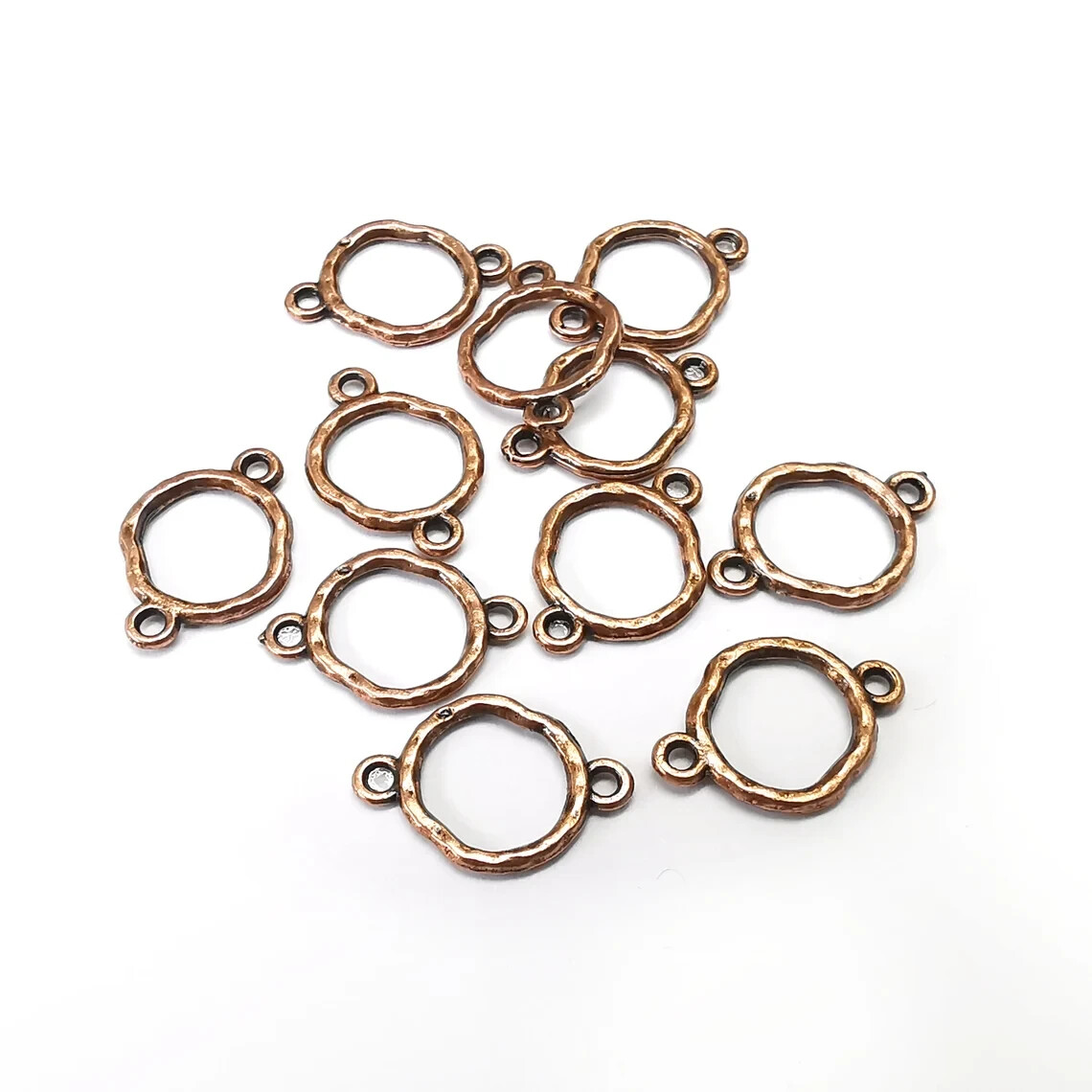 20 Pcs Circle Connector, Hammered Disc Perforated Connector Round Jewelry G35166