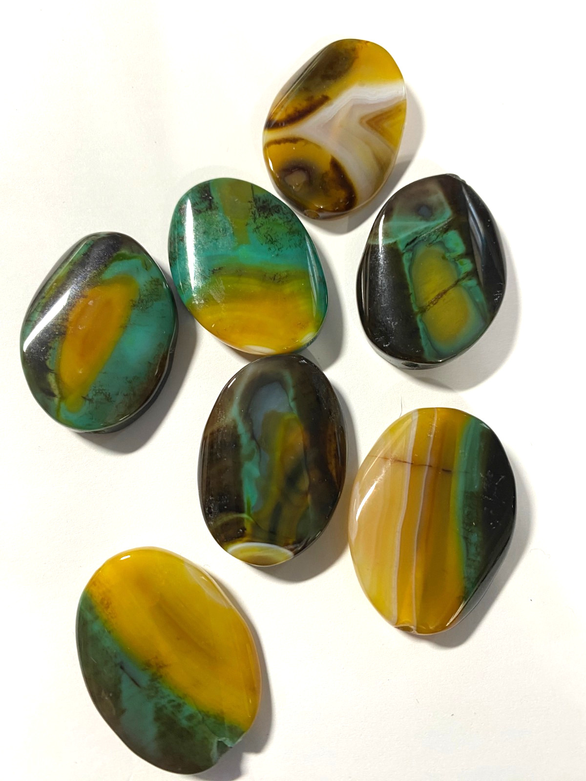 Green Yellow White Banded Druzy Agate Beads 10mm to 50mm