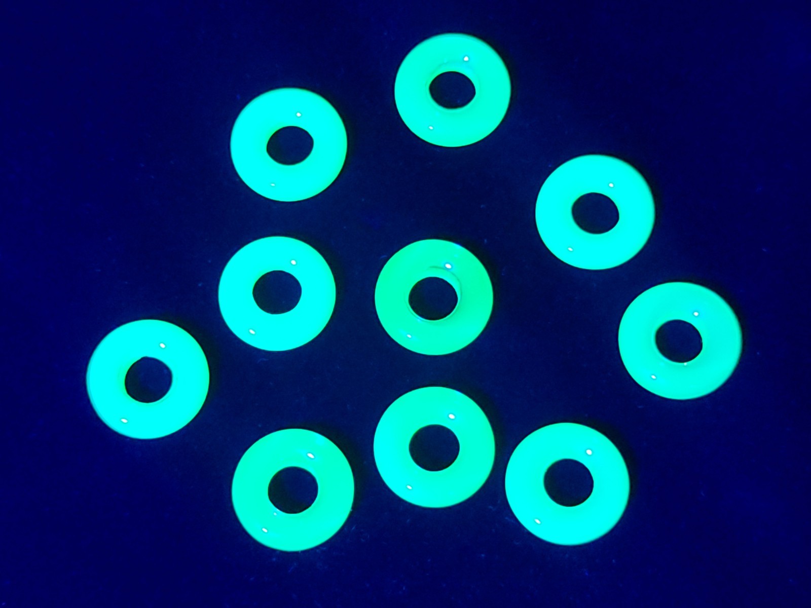 Donut Uranium Glass Beads Blue Green Opal Ring Beads Large Hole 9mm Czech 10pcs