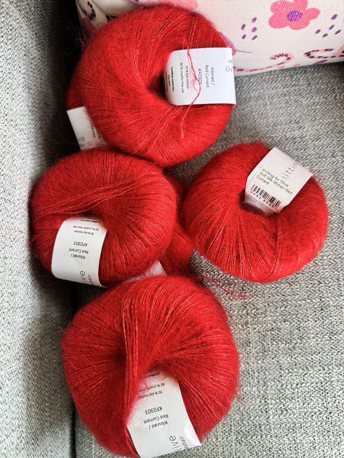 Lot Knitting For Olive Merino (11) & Silk Mohair (7) Red Currant NEW