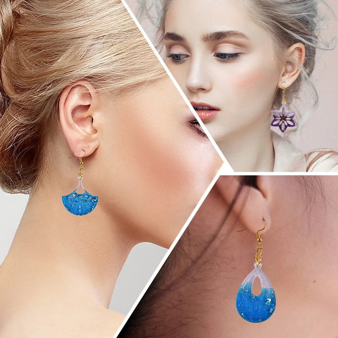 10-Cavity Shiny Earring Pendant Silicone Resin Mold Jewelry Mold