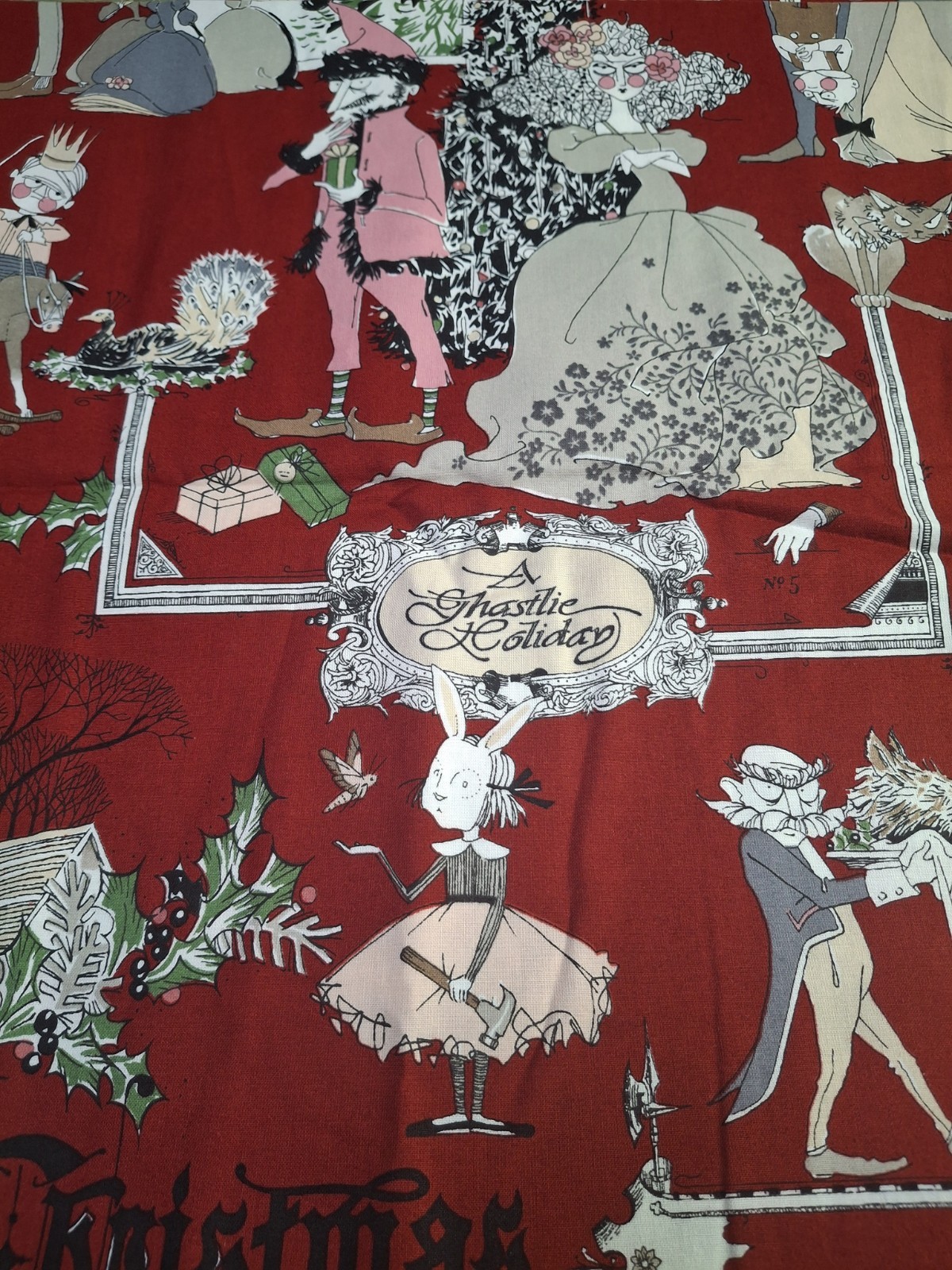Alexander Henry Fabric A Ghastlie Holiday Blood Red 2 Yards Continuous OOP Rare
