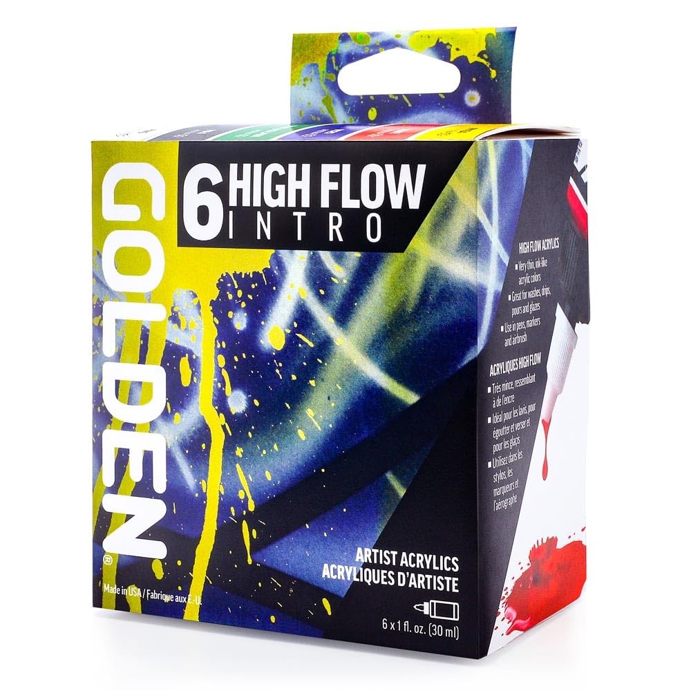 High Flow Acrylics by GOLDEN, High Flow Intro Set, 6 Colors, Professional Acr…