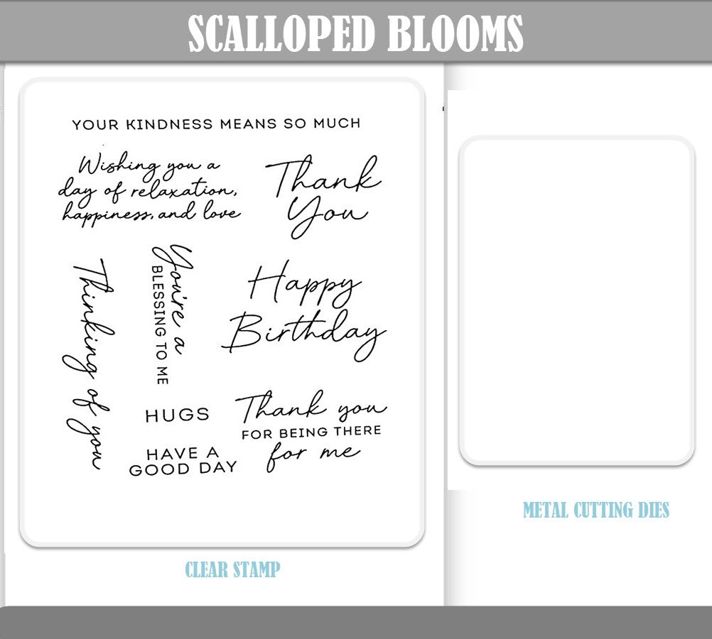 SCALLOPED BLOOMS Clear Stamps And Metal Cutting Dies DIY Scrapbooking Embossing