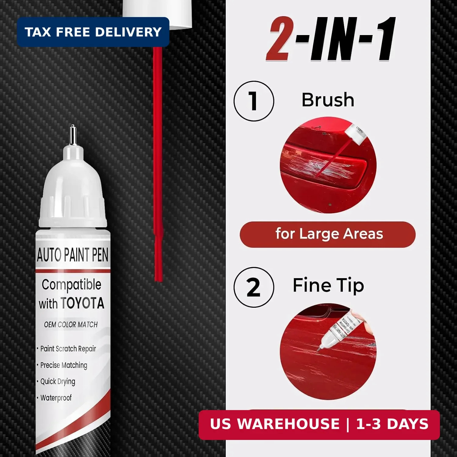 Supersonic Red Metallic(3U5) Touch Up Paint for Toyota, 0.4 fl oz OEM Color Matc