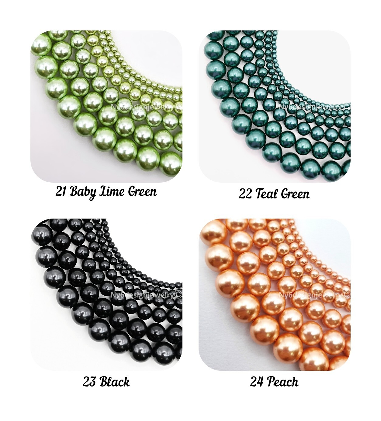 High Quality Glass Pearl Round Spacer Loose Beads 3mm 4mm 6mm 8mm 10mm 12mm 15″