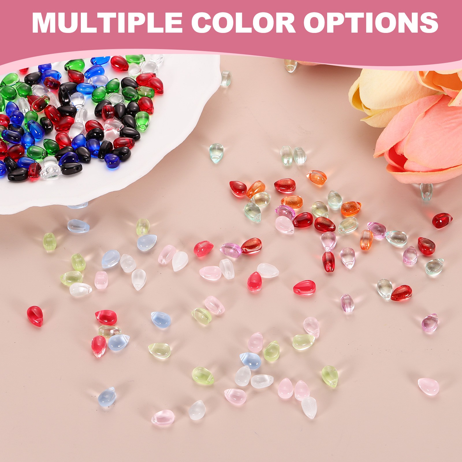 60 Pcs Teardrop Crystal Glass Bead Transparent for Jewelry, Pale Yellow 6x9mm