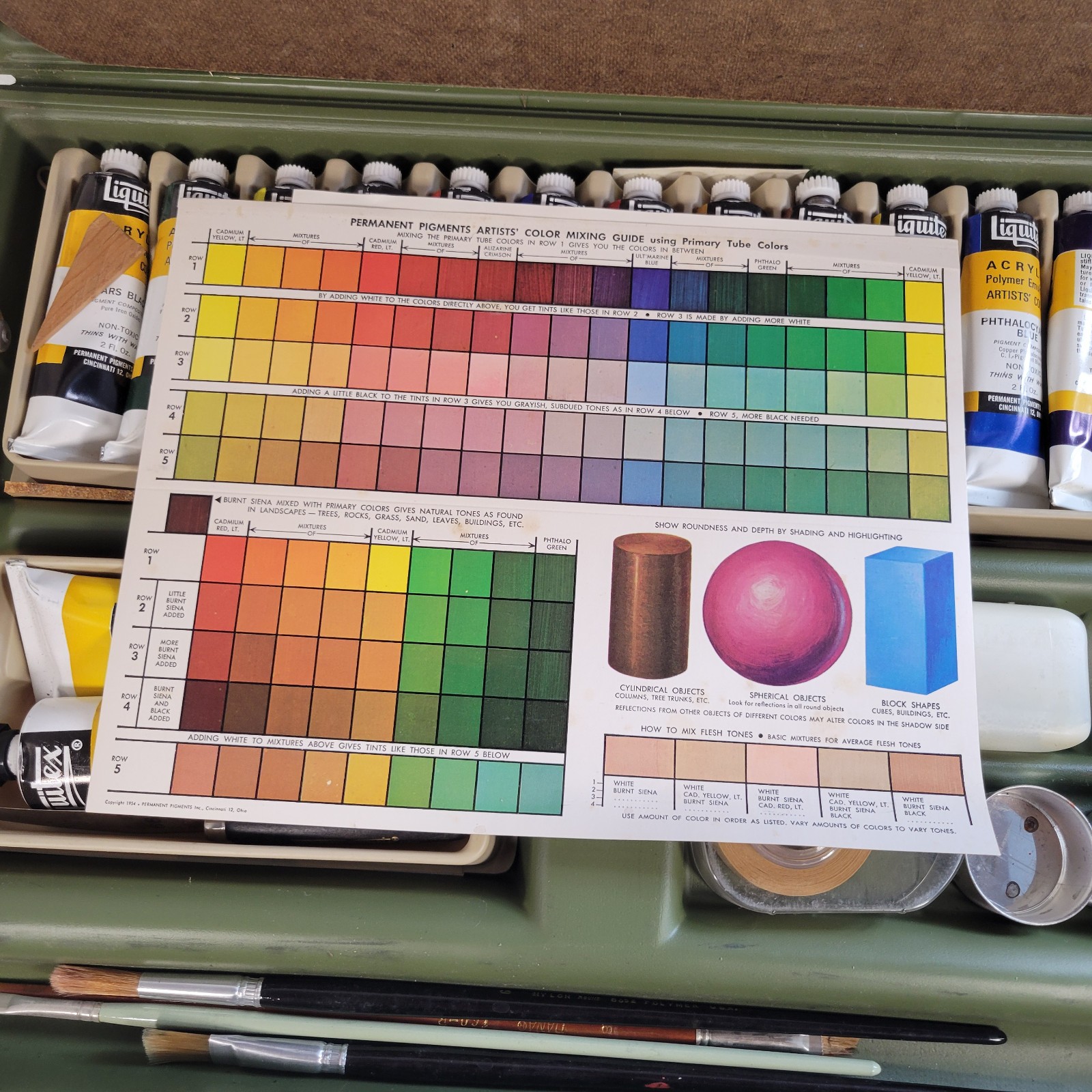 Vintage 1970s Liquitex Acrylic Color Paint Set #312 Permanent Pigments W/Case