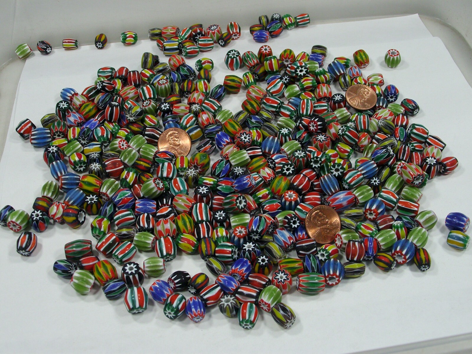 One Pound Assorted India Handmade Chevron Glass Beads Bulk Lot Sale (KPX-53)