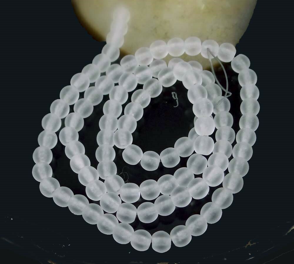 100 Czech Frosted Sea Glass Round Beads – Matte – Crystal 4mm