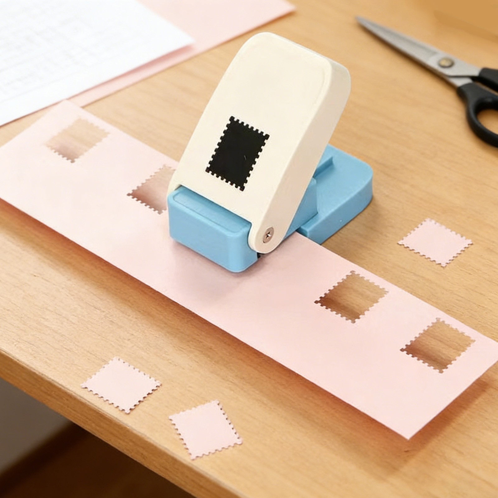 Square Hole Punch, Portable Stamp Punch for Scrapbooking, Plain Copy Paper, Card