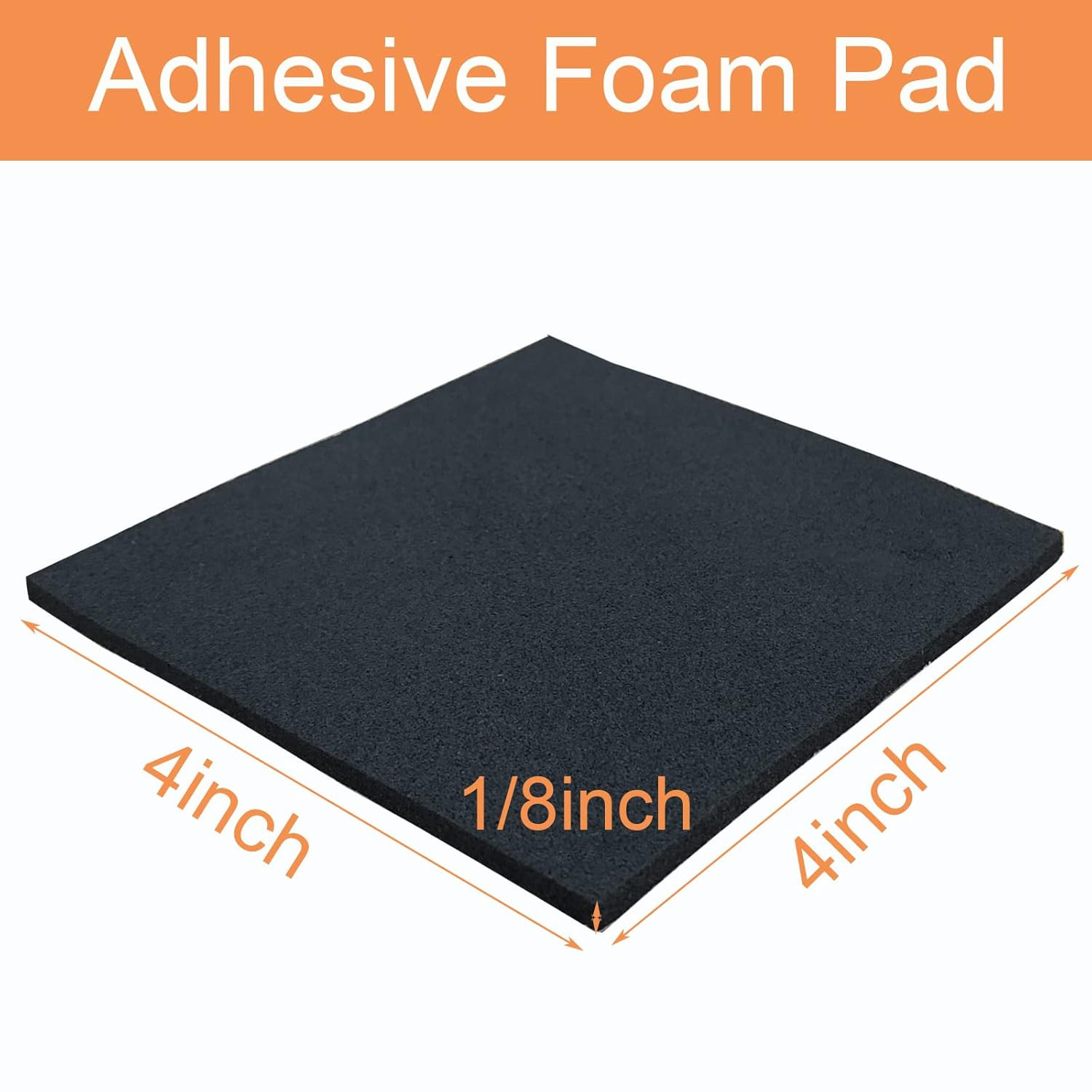8Pcs Black Adhesive Foam Padding, Closed Cell Foam Sheet 1/8 Inch Thick 4 Inch X
