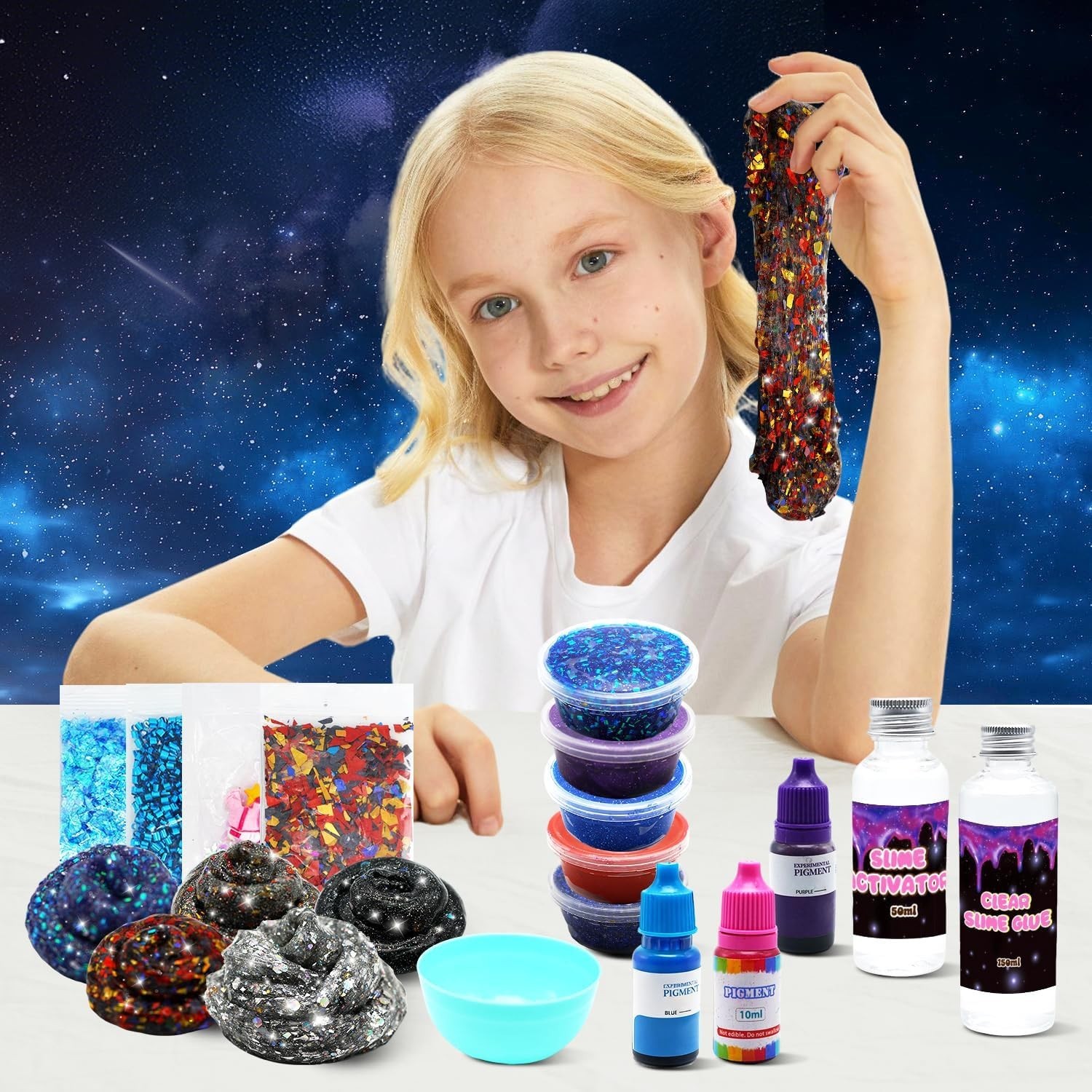 Creative Galaxy Slime Set for Kids 6-12, Color-Changing & Glitter Fun, 18 Pieces