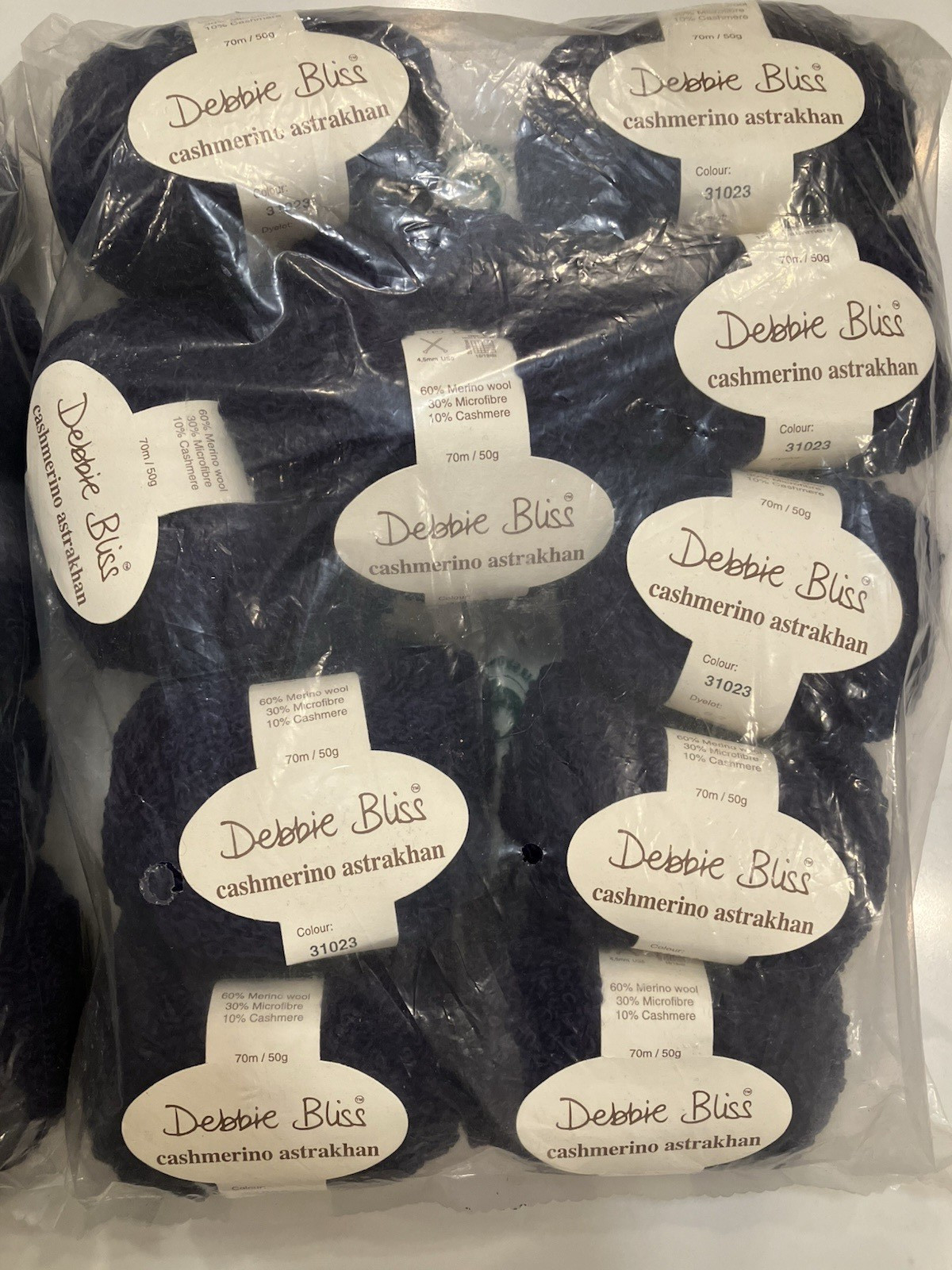 21 Skeins Luxury Debbie Bliss Cashmerino Astrakhan Yarn Navy Blue 31023
