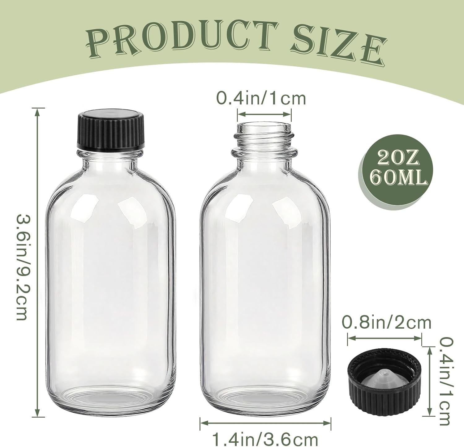 12 Pack 2oz Clear Glass Shot Bottles with Caps and Funnels-Leakproof Mini Jar…