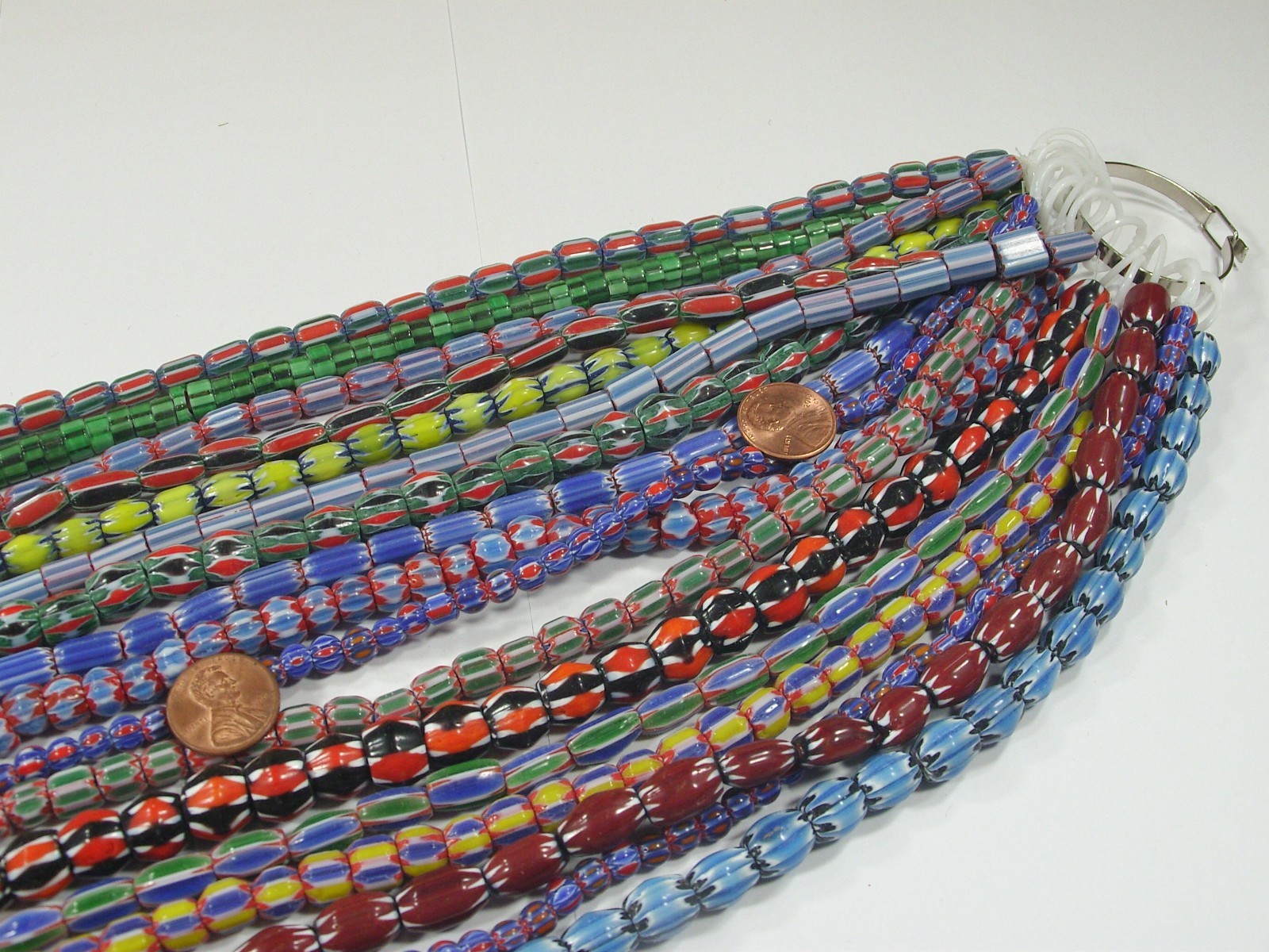 15 Strands 15″ Assorted India Handmade Chevron Glass Beads Bulk Lot (QZP-7)