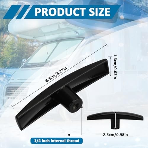 Black Aluminum RV T Handle Dump Waste Valve Handle Replacement | Universal