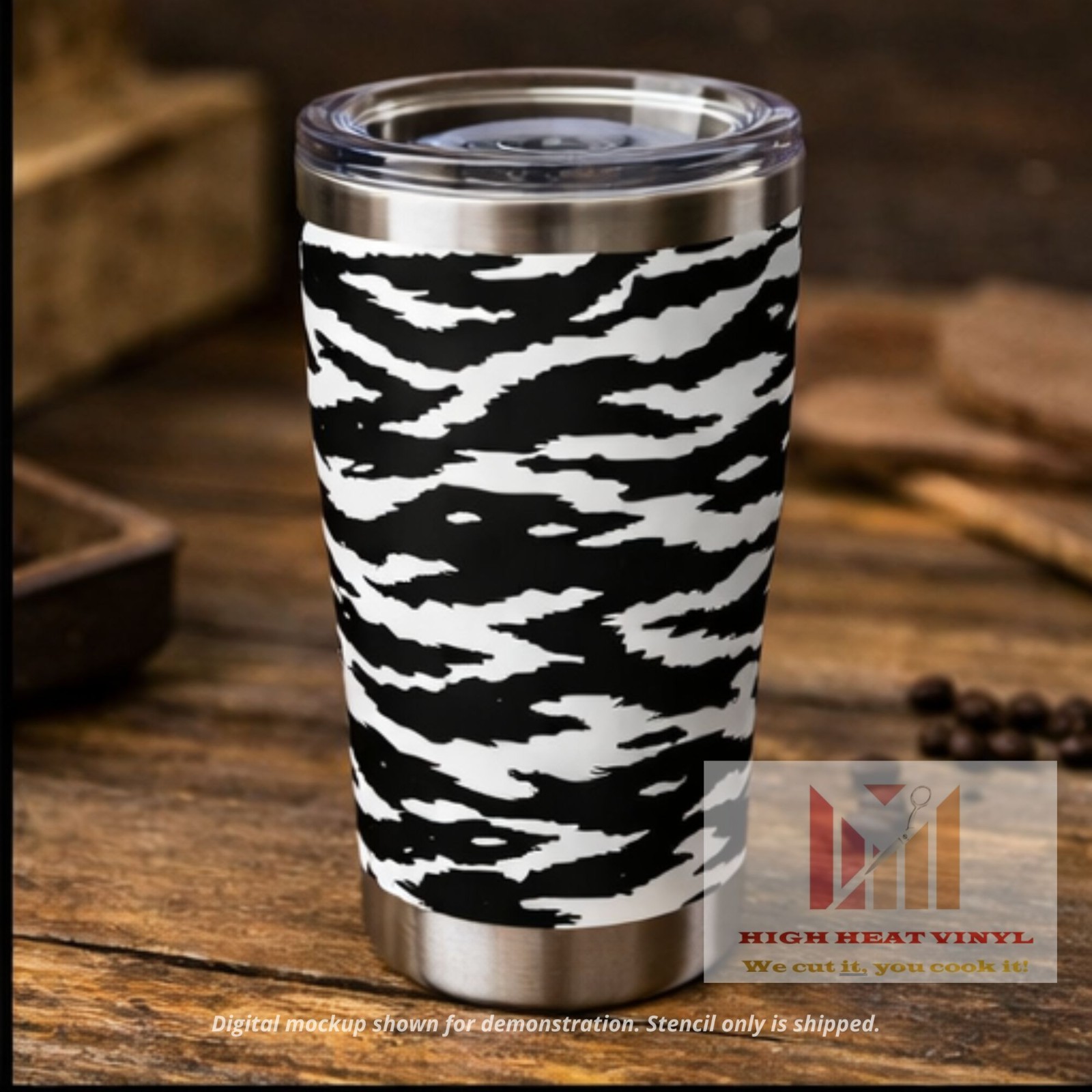 High Heat Duracoat Vinyl Firearm Stencil 10″ x 12″ -Vietnam Tiger stripe styling