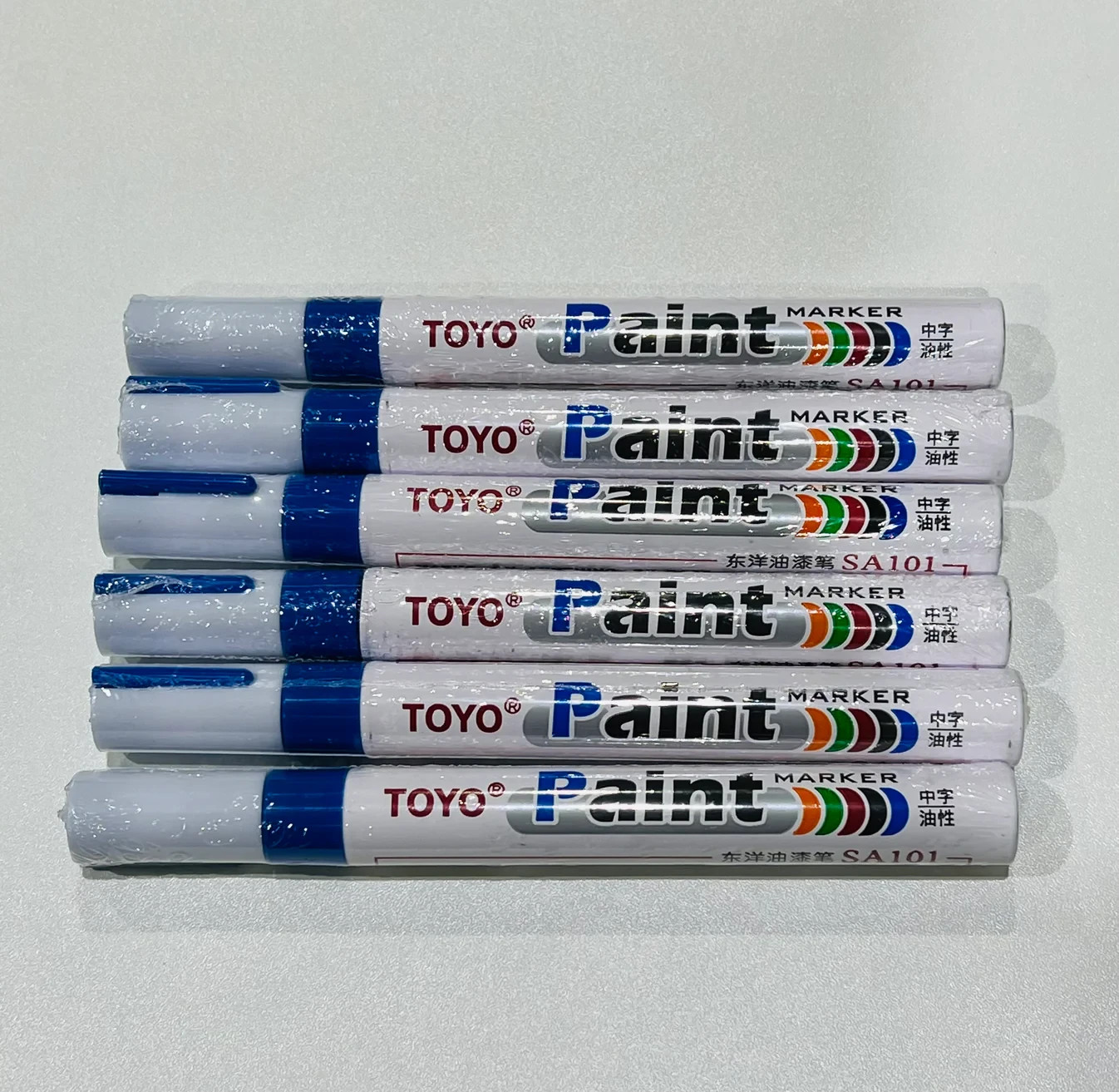 6-PACK BLUE Tire Lettering Paint Marker Pen Waterproof Permanent Automotive 6pzs