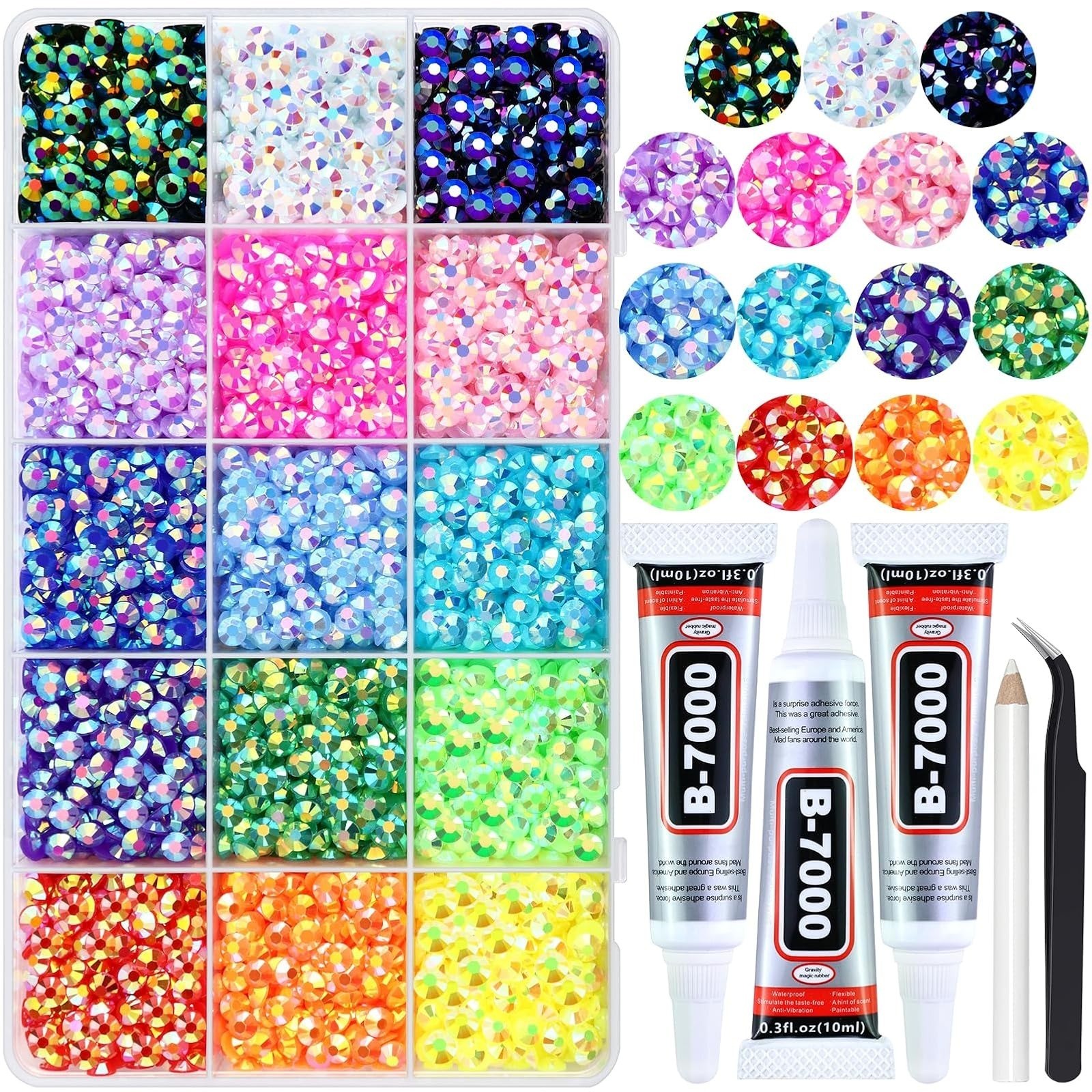 3000PCS Flatback Rhinestones for Craft Decoration, 2mm-6mm, Clear AB