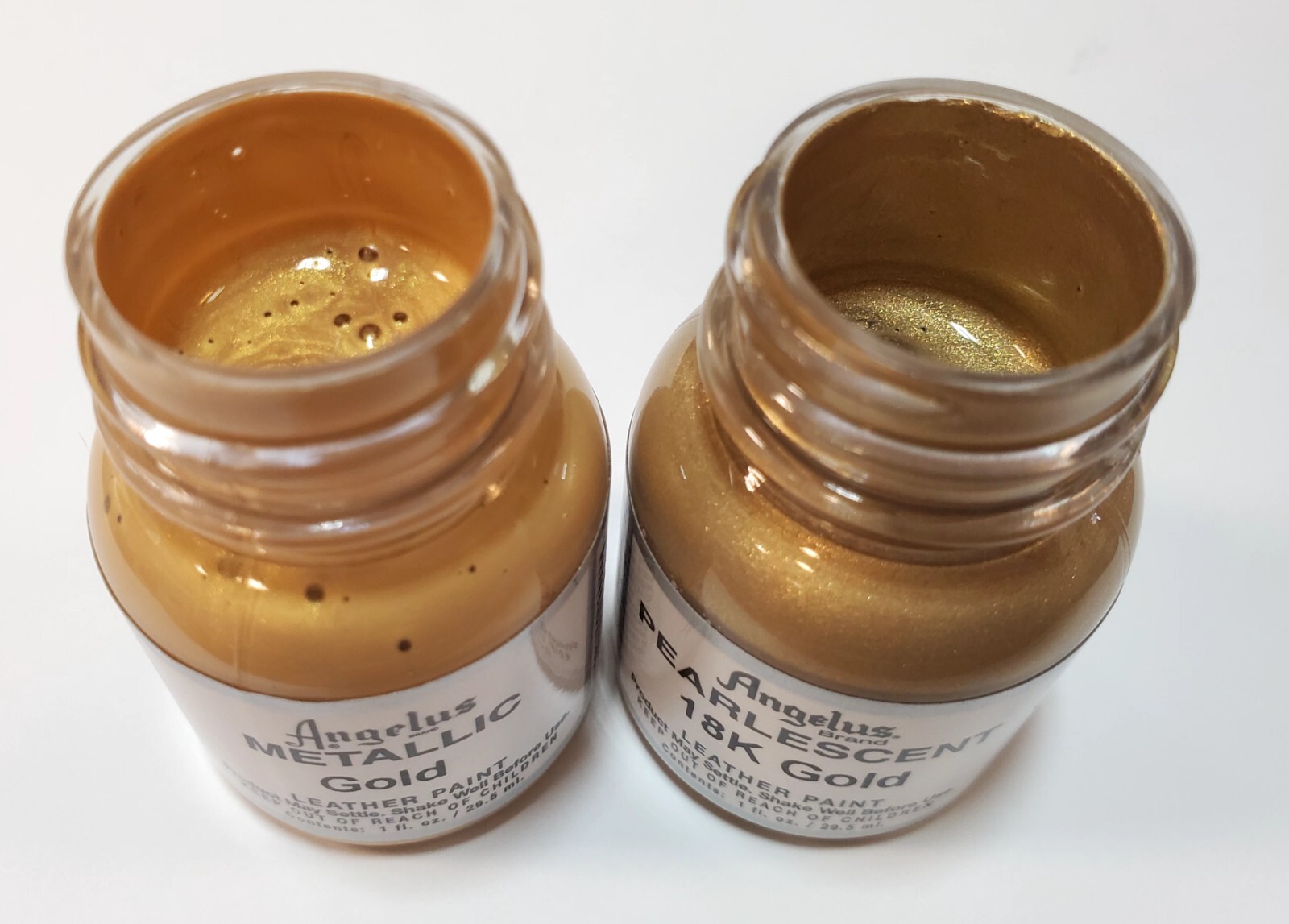 Angelus Acrylic Leather Paint Waterproof 1 oz- Pick Metallic Gold OR 18K Gold