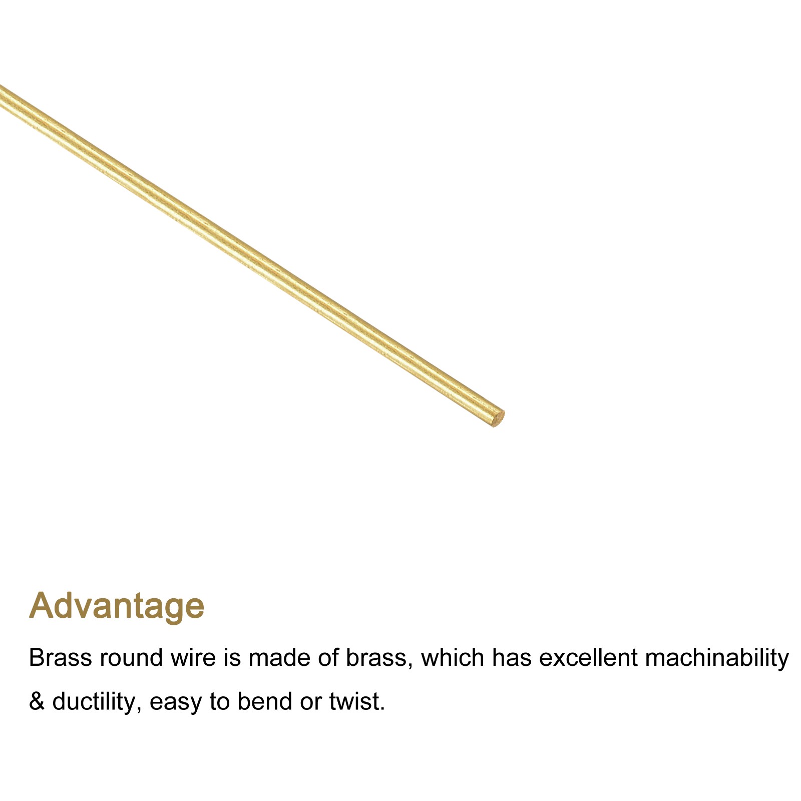 10Pcs Brass Round Wire 0.5mm x 200mm Assorted Half Hard Wire for Jewelry Making