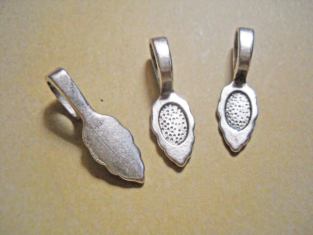 10 Jewelry Bails Antique Silver Tone Glue On Bail Findings for Tiles Pendants*