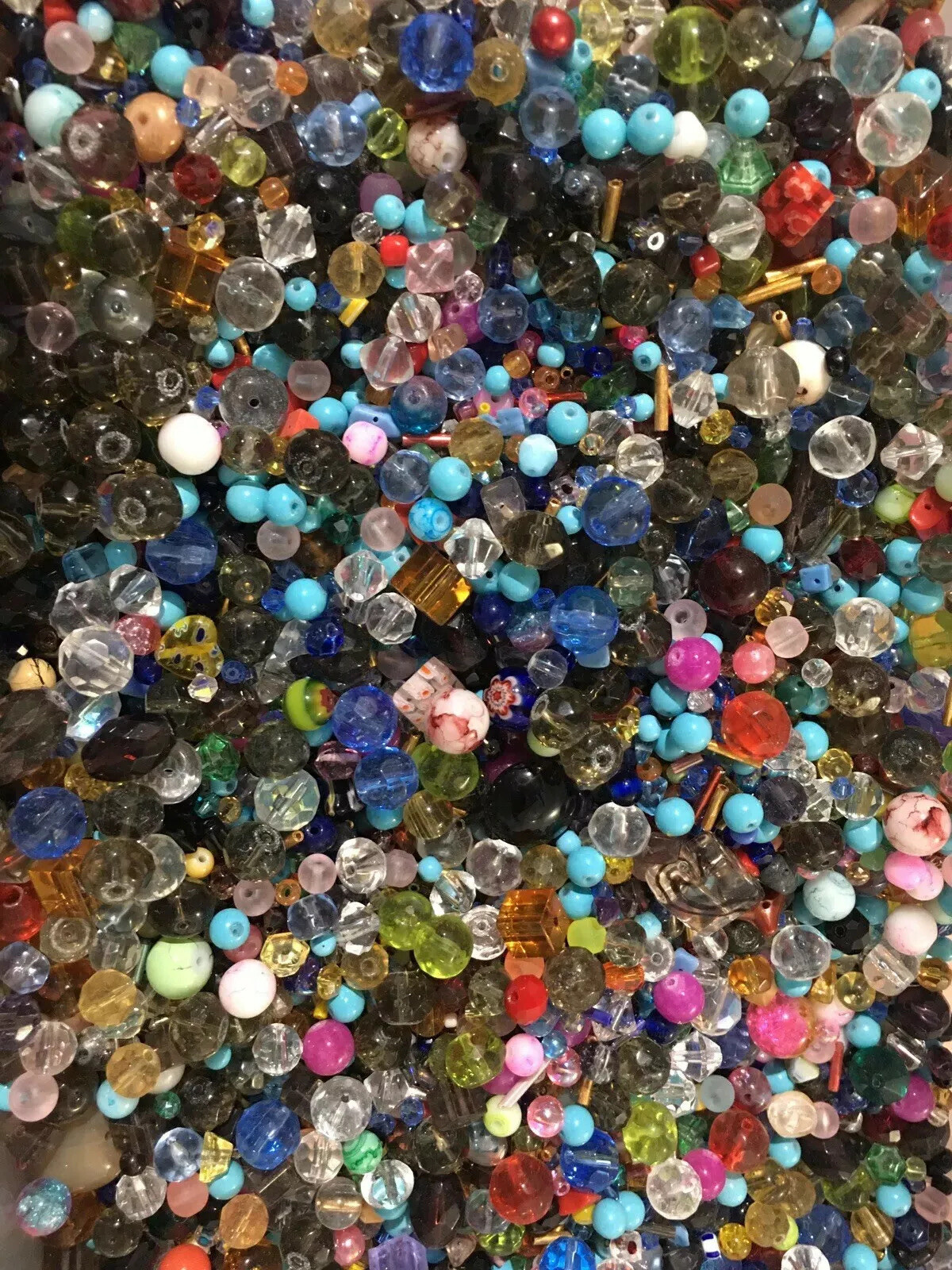 ALL GLASS 7oz Bead Soup🖤6-20mm HUGE VARIETY OF BEADS 👑🐝 BEST MIXED LOT BEADS