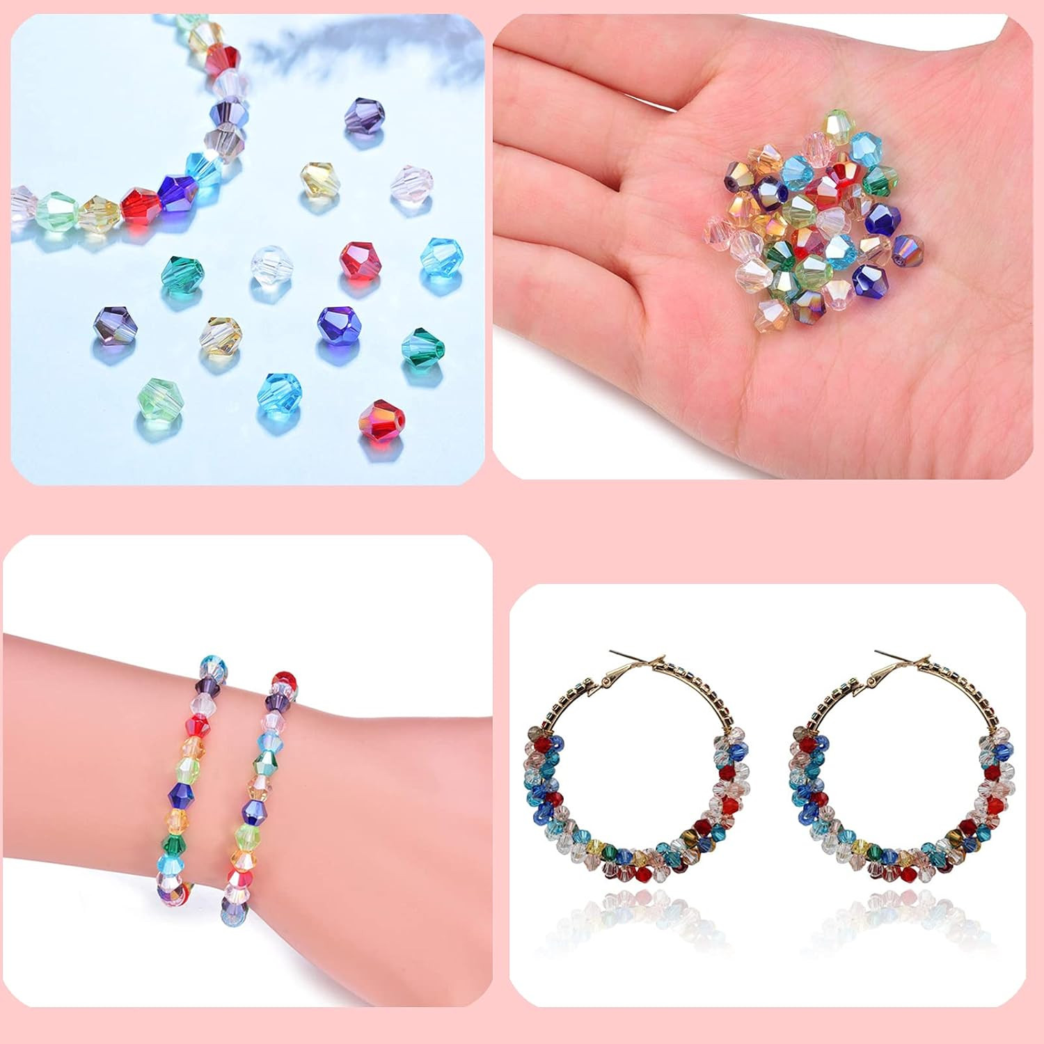 1200Pcs 2Mm Crystal Bicone Glass Seed Beads, 12-Grid Plated AB Color Faceted