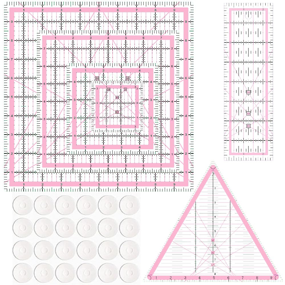 Quilting Rulers,6 Quilting Ruler and Templates(3.5″X3.5″, 5″X5″, 8″X8″, 10″X10″,