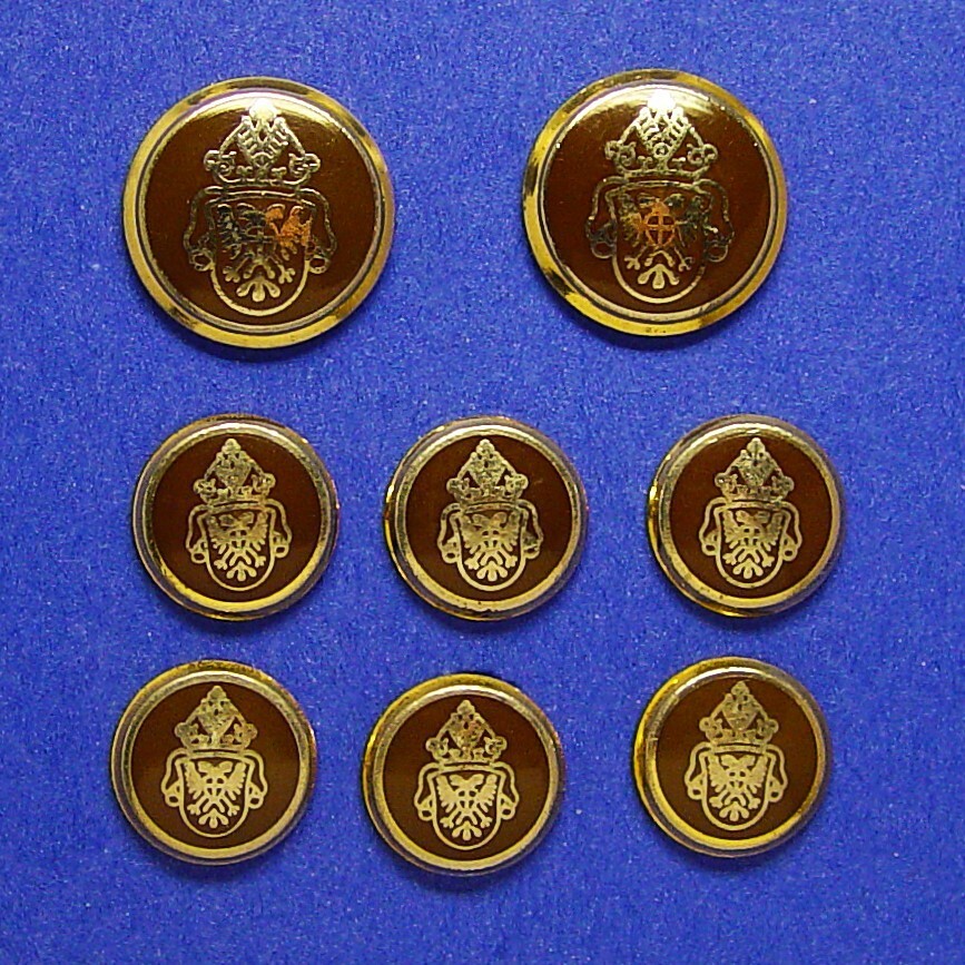 UNKNOWN BRAND replacement button 8 gold tone metal w/brown enamel Good Used Cond
