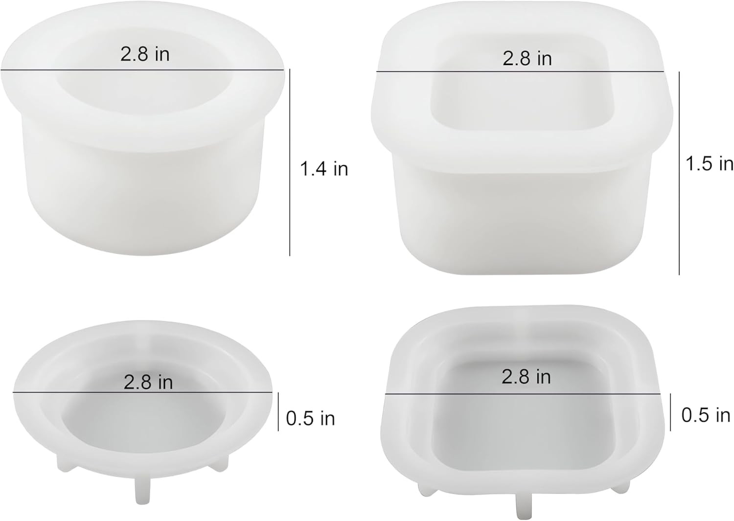 2 Pack round Square Storage Jar Mold with Lids for Home Decor, Candle Holder Mol