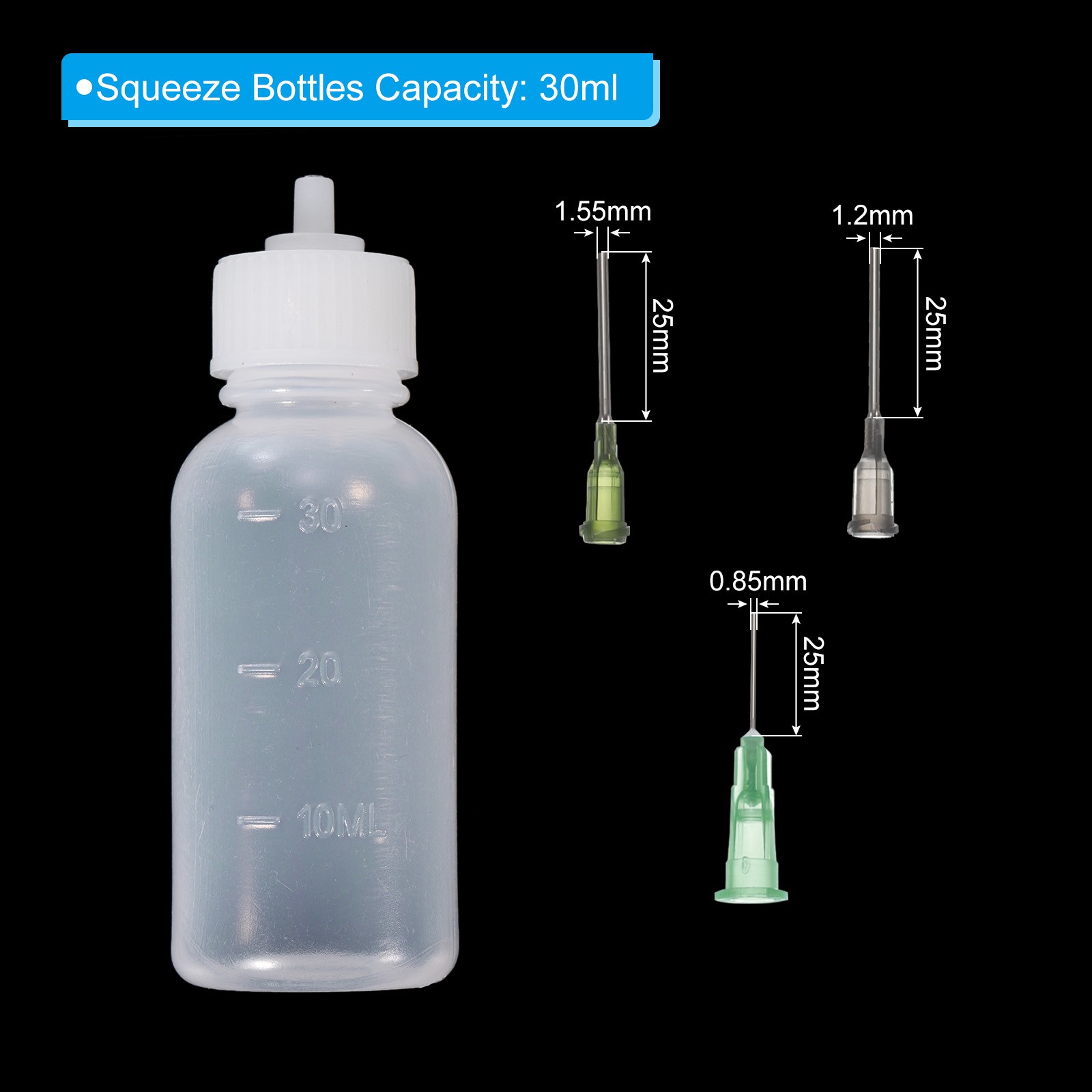 4Pcs 1 Oz Precision Applicator Bottles 30ml Needle Tip Squeeze Bottle Set