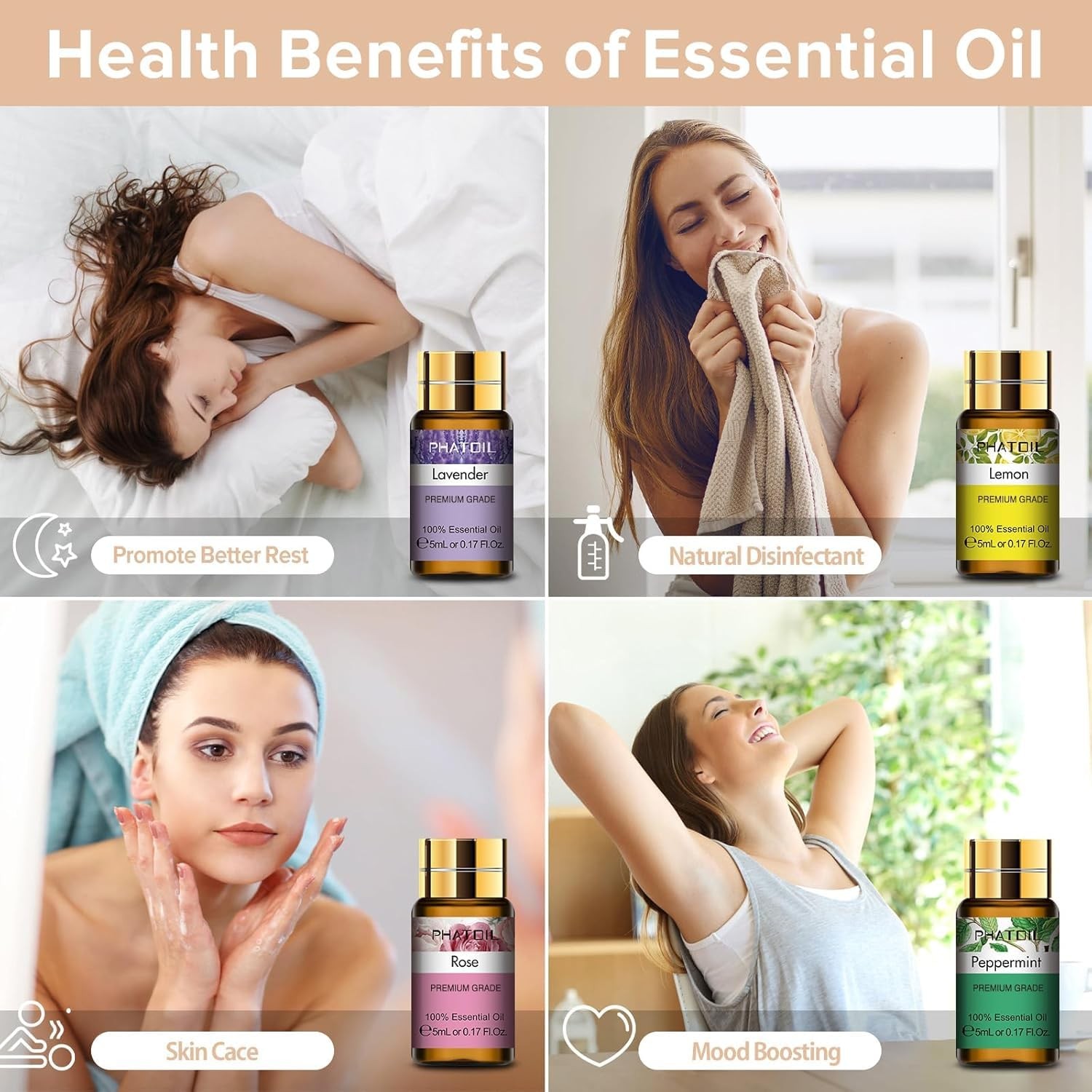 PHATOIL Essential Oil Set, 12x5ml Oils Gift 2.04 Fl Oz (Pack of 1)