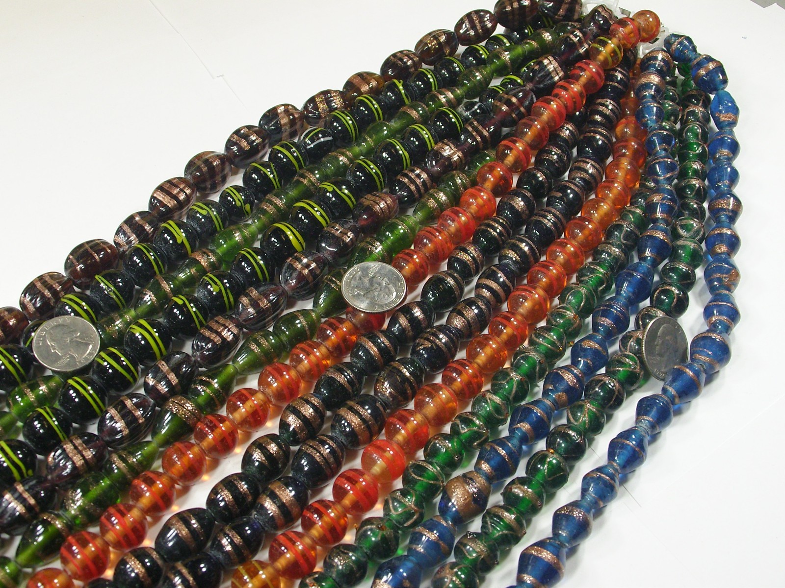 14 Strands (15″) Assorted Closeout India Handmade Glass Beads Lot (MQD-3)⭐