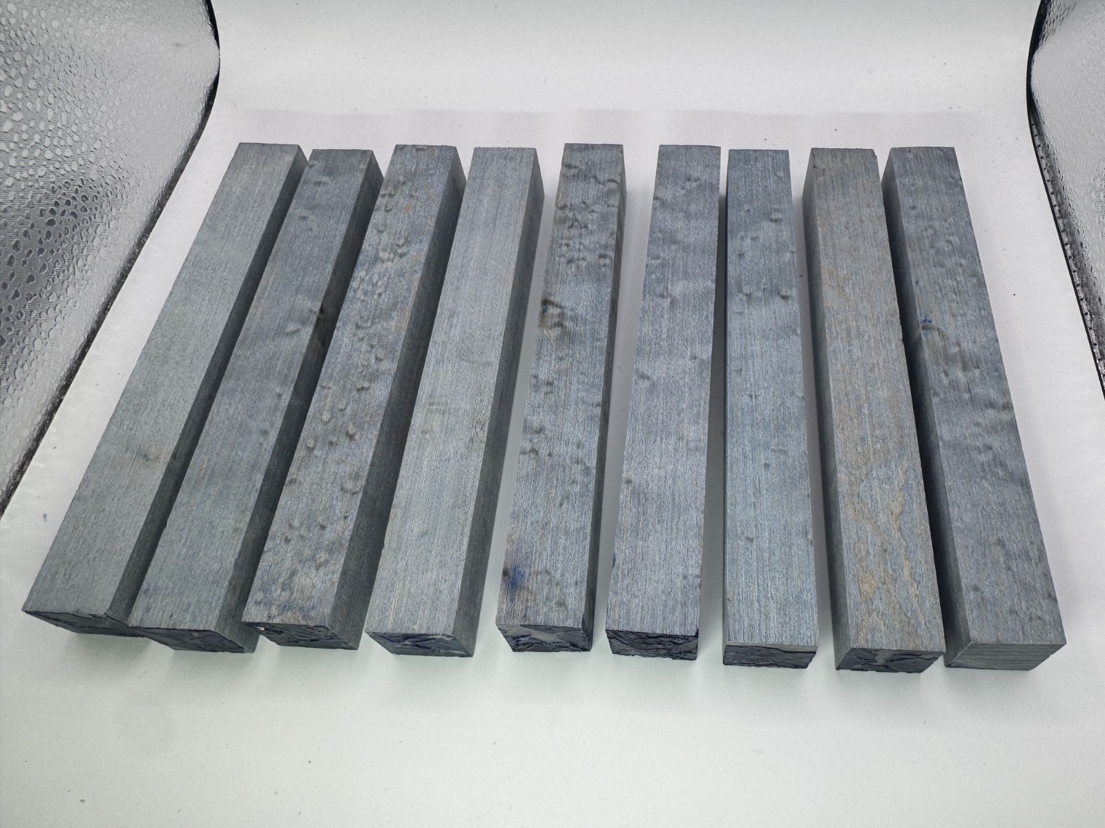 9 Stabilized Blue Dyed Birdseye Maple Pen Blanks 6″ x 3/4″ Wood Turning