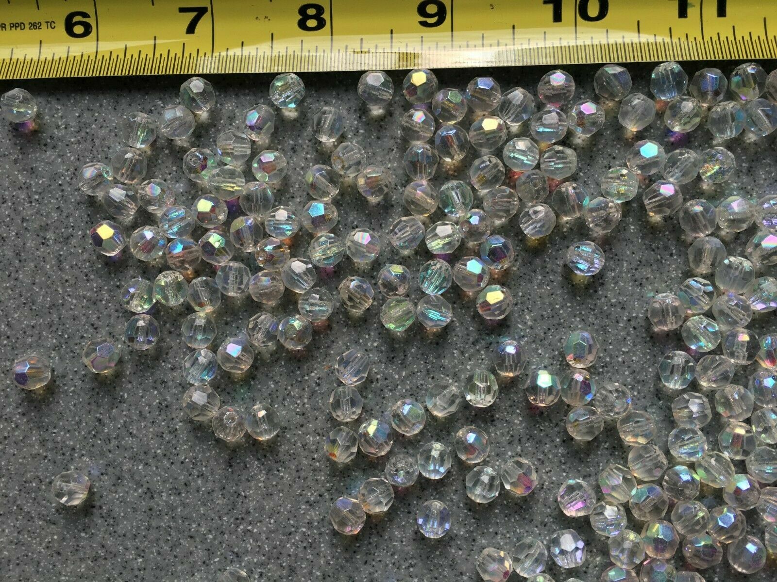 1000 Aurora Borealis 7MM Vintage Cut Glass Crystal Rosary, Jewelry Beads AB
