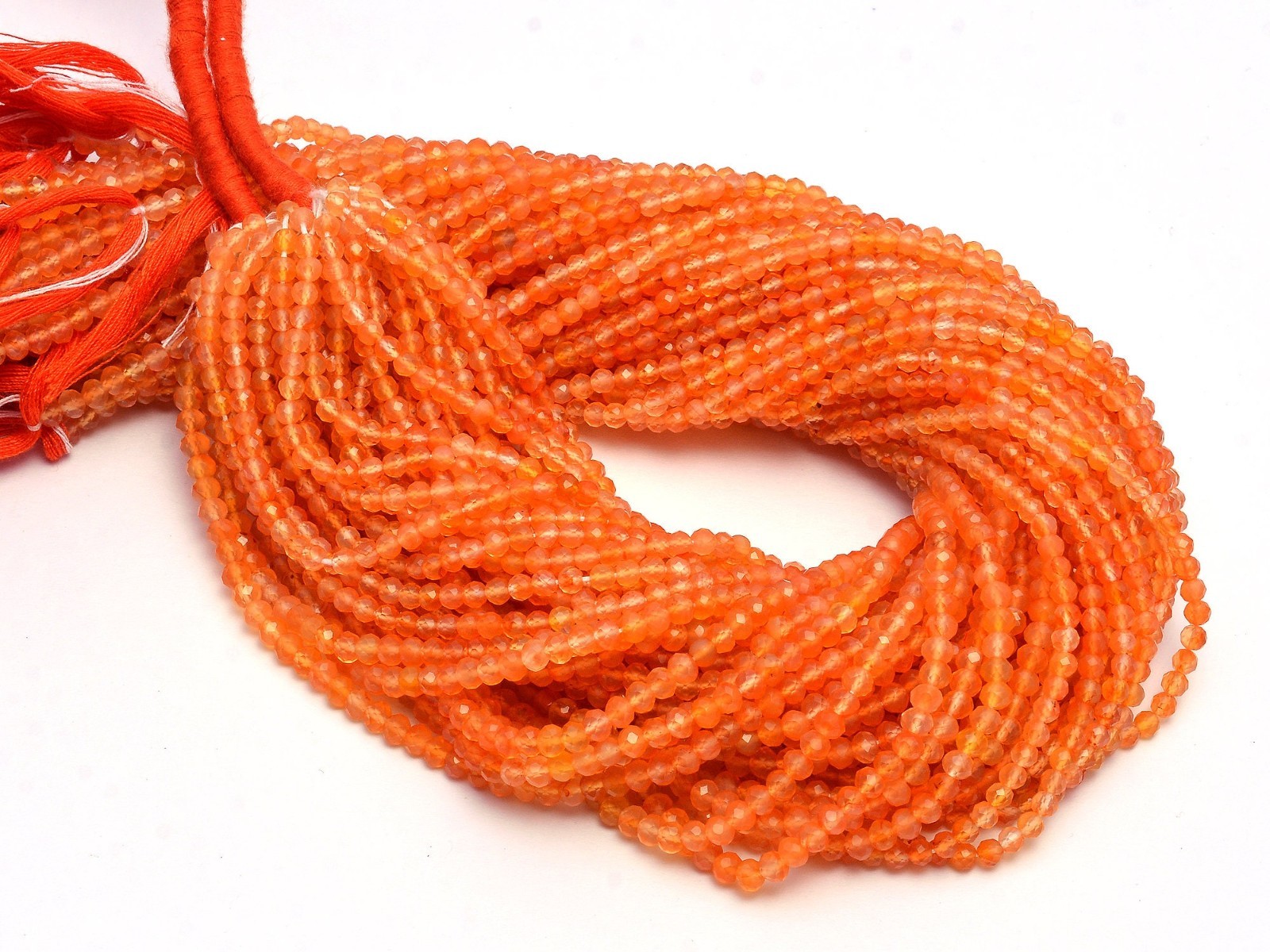 Natural Carnelian Faceted Round Balls Beads, 3.5 mm, 4 mm, Orange Carnelian Ball