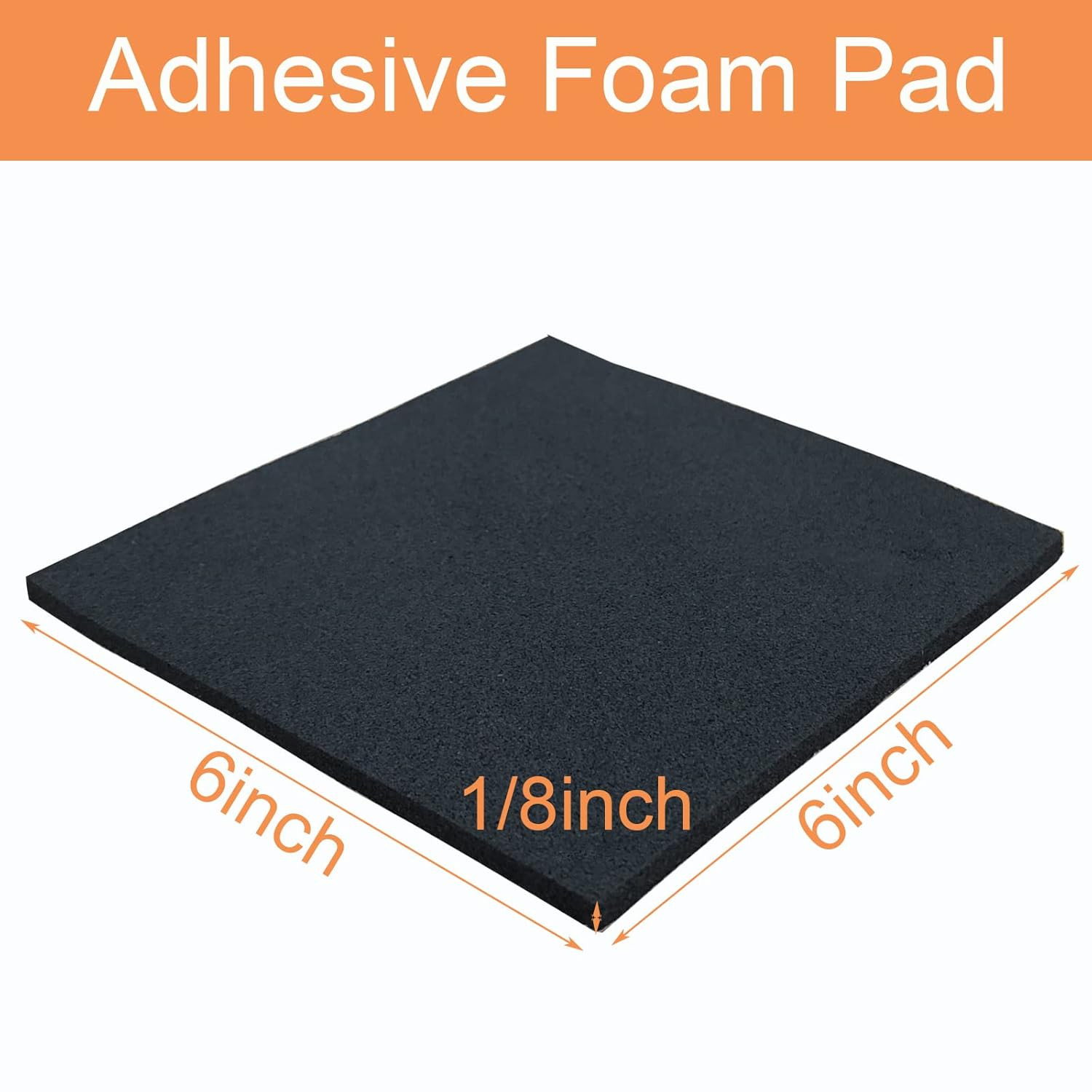 8 Pcs Black Adhesive Foam Padding, Closed Cell Foam Sheet 1/8″ Thick 6 Inch X 6