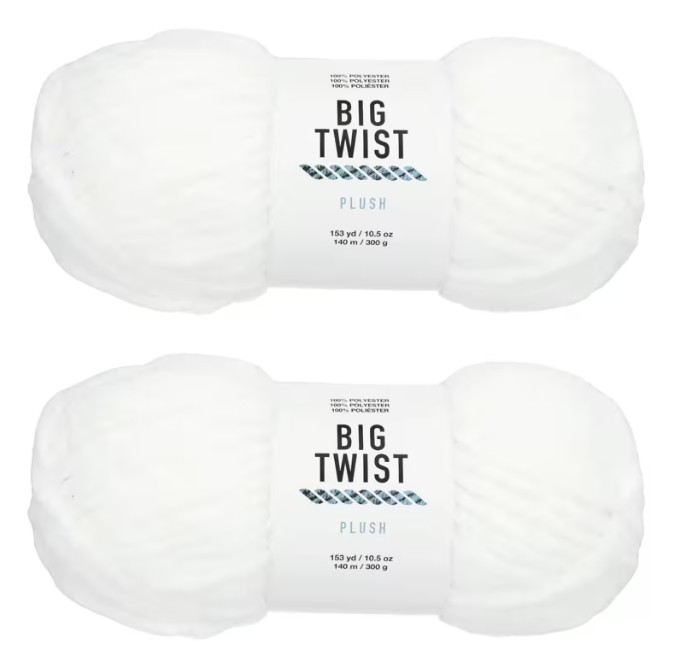 2 Skeins Solid Color Blanket Polyester Yarn, BIG TWIST