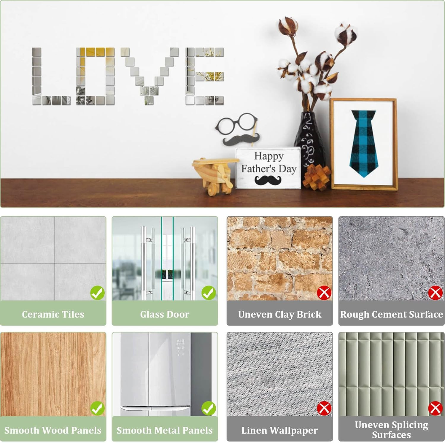 30 PCS Acrylic Mini Mirror Tiles Self Adhesive, 2 Inches Square High-Definition