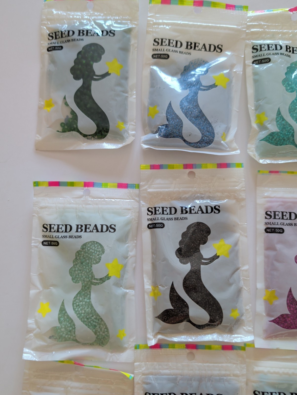 Lot Of 12 Bags Seed Beads 50 grams each Glass Beads