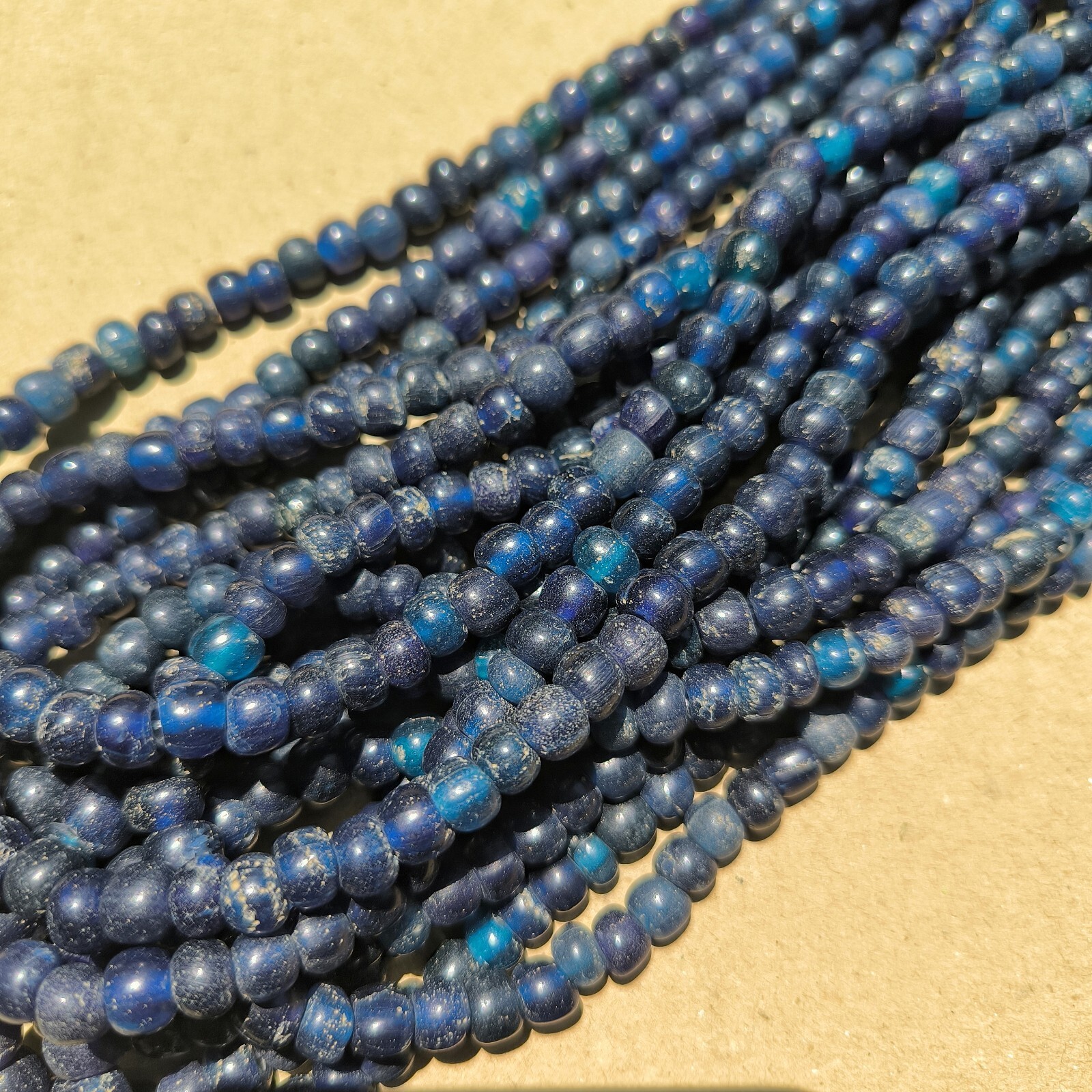 Rare Authentic Vintage Old Venetian Indo-Pacific Ocean Blue Glass Beads