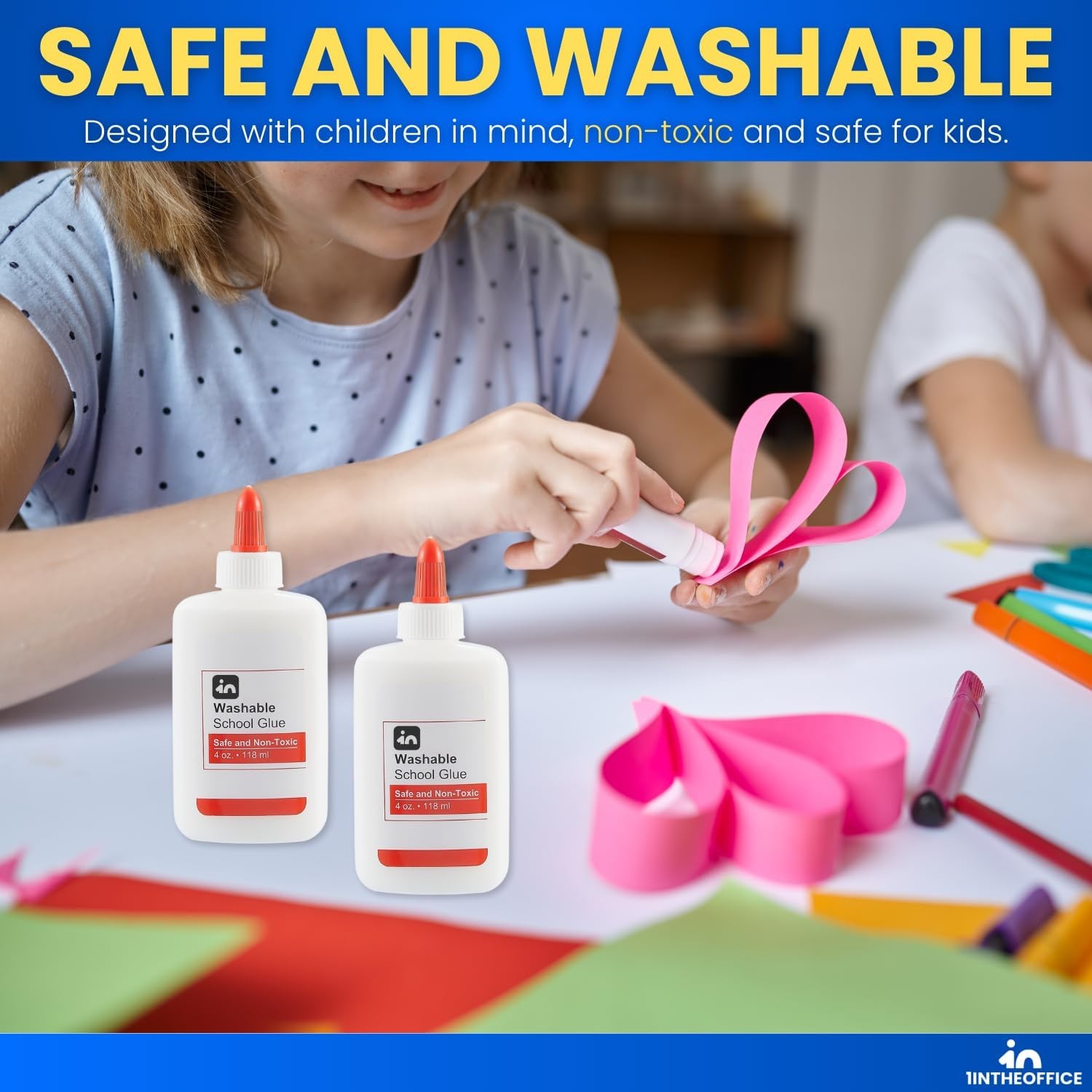 White School Glue Bottle, Washable Liquid School Glue, Non-Toxic, 4 oz./ 118 ml,